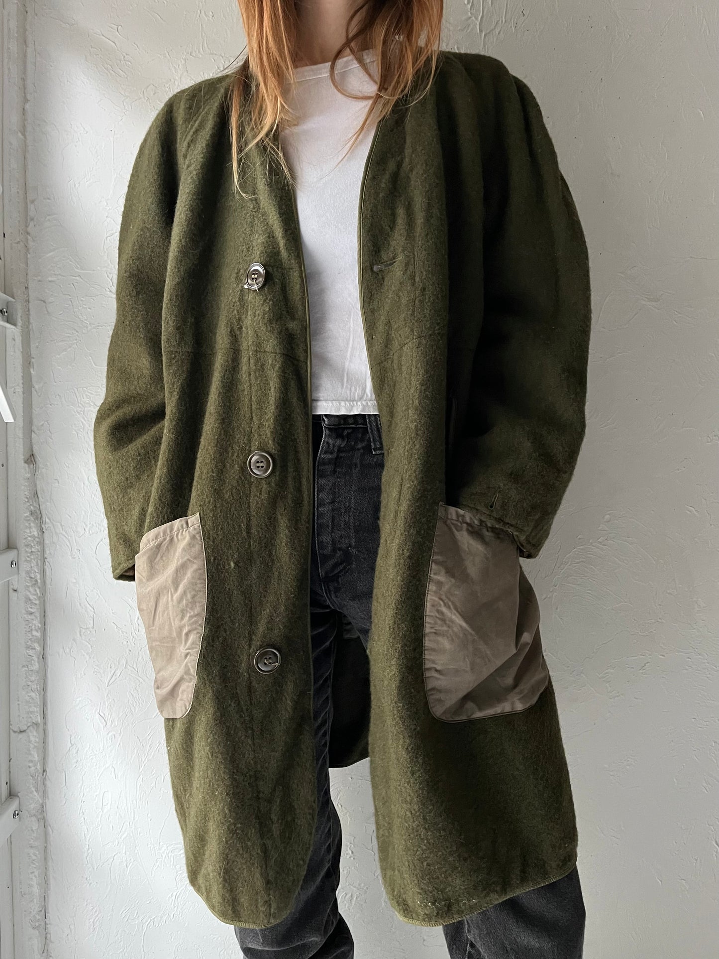 Vintage Authentic Wool Army Liner Jacket / Medium