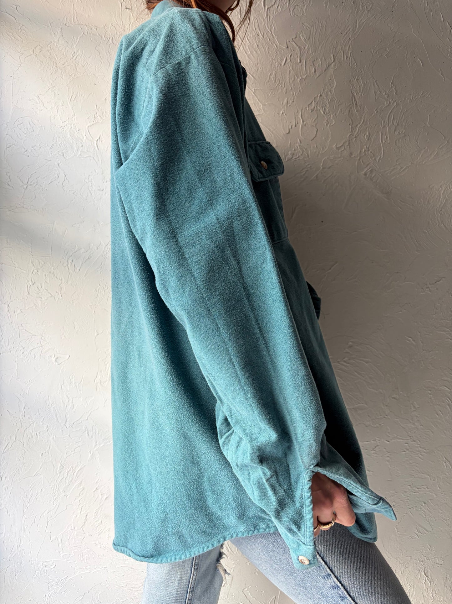 90s 'Field And Stream' Blue Cotton Minimalist Work Wear Button Up Shirt / XL