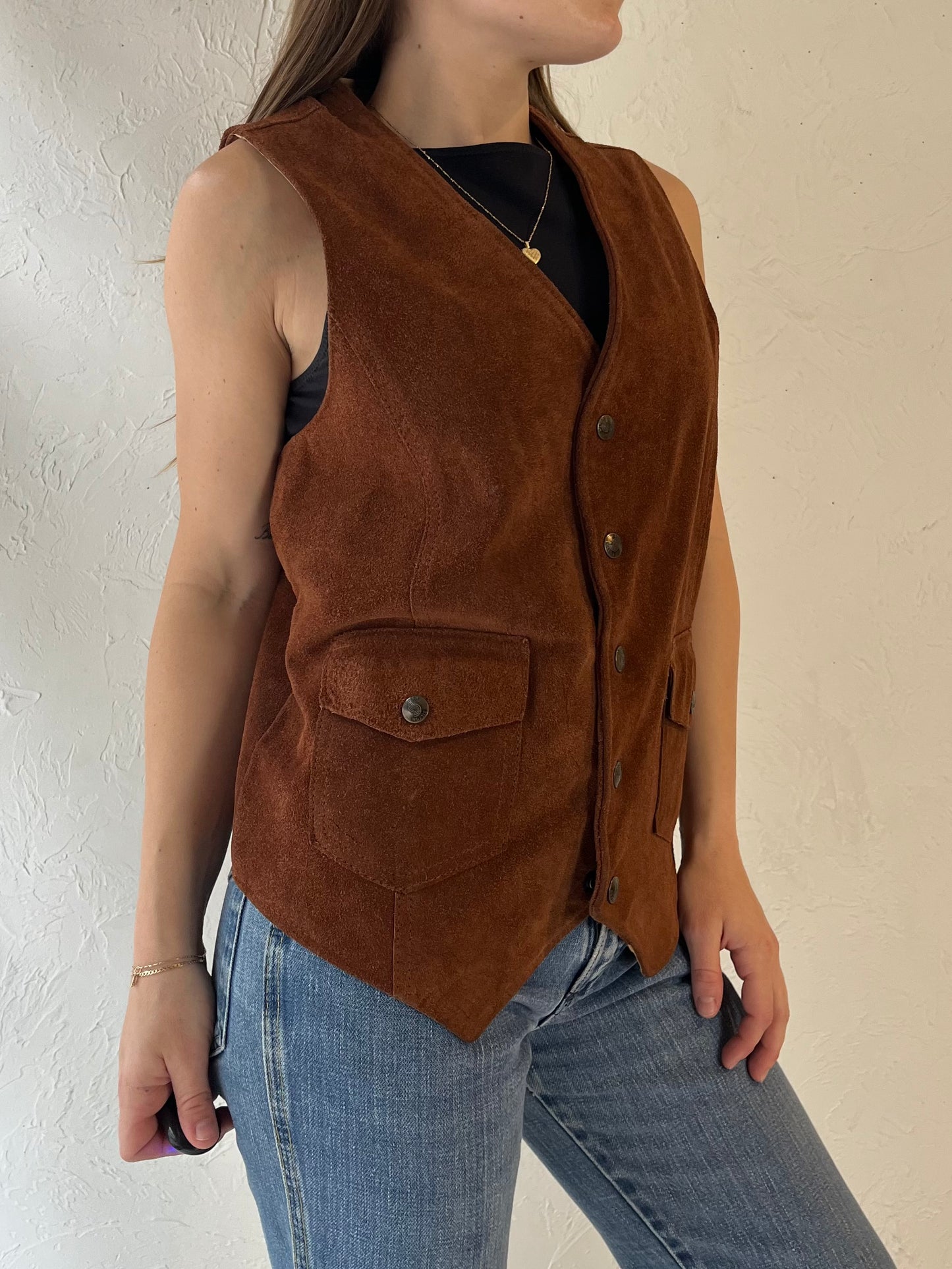 70s 'Silton' Brown Suede Vest / Small