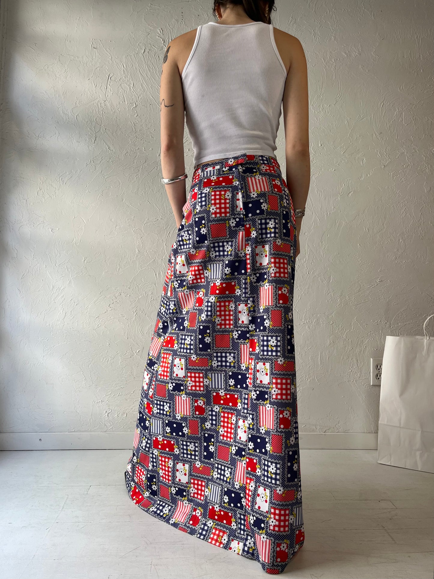 70s Handmade Maxi Skirt / Small