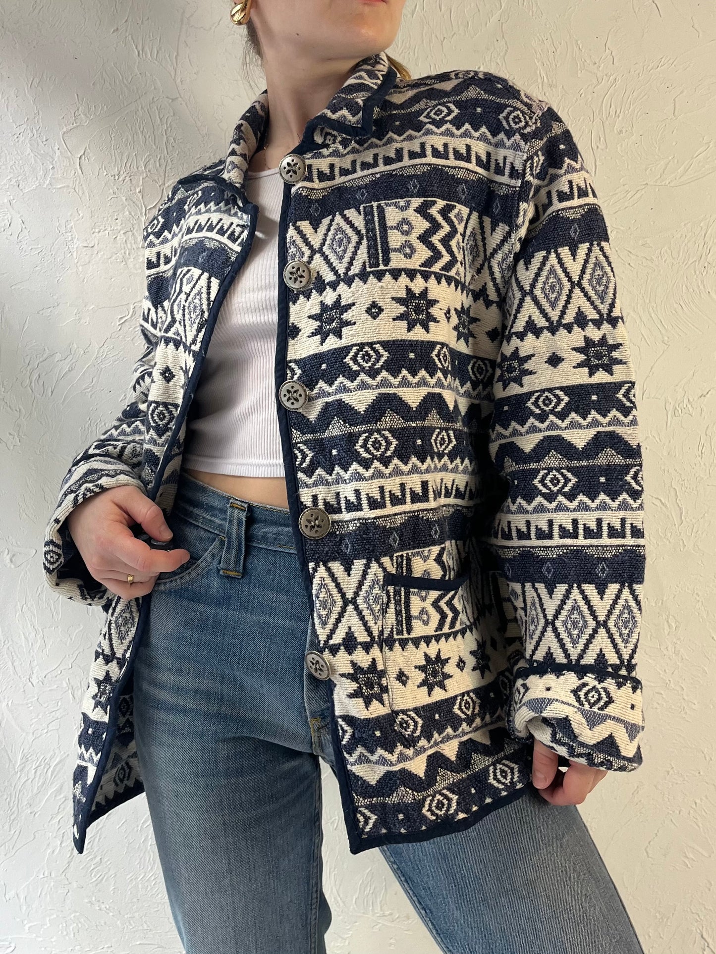 90s 'Jane Ashley' Cotton Tapestry Jacket / XL