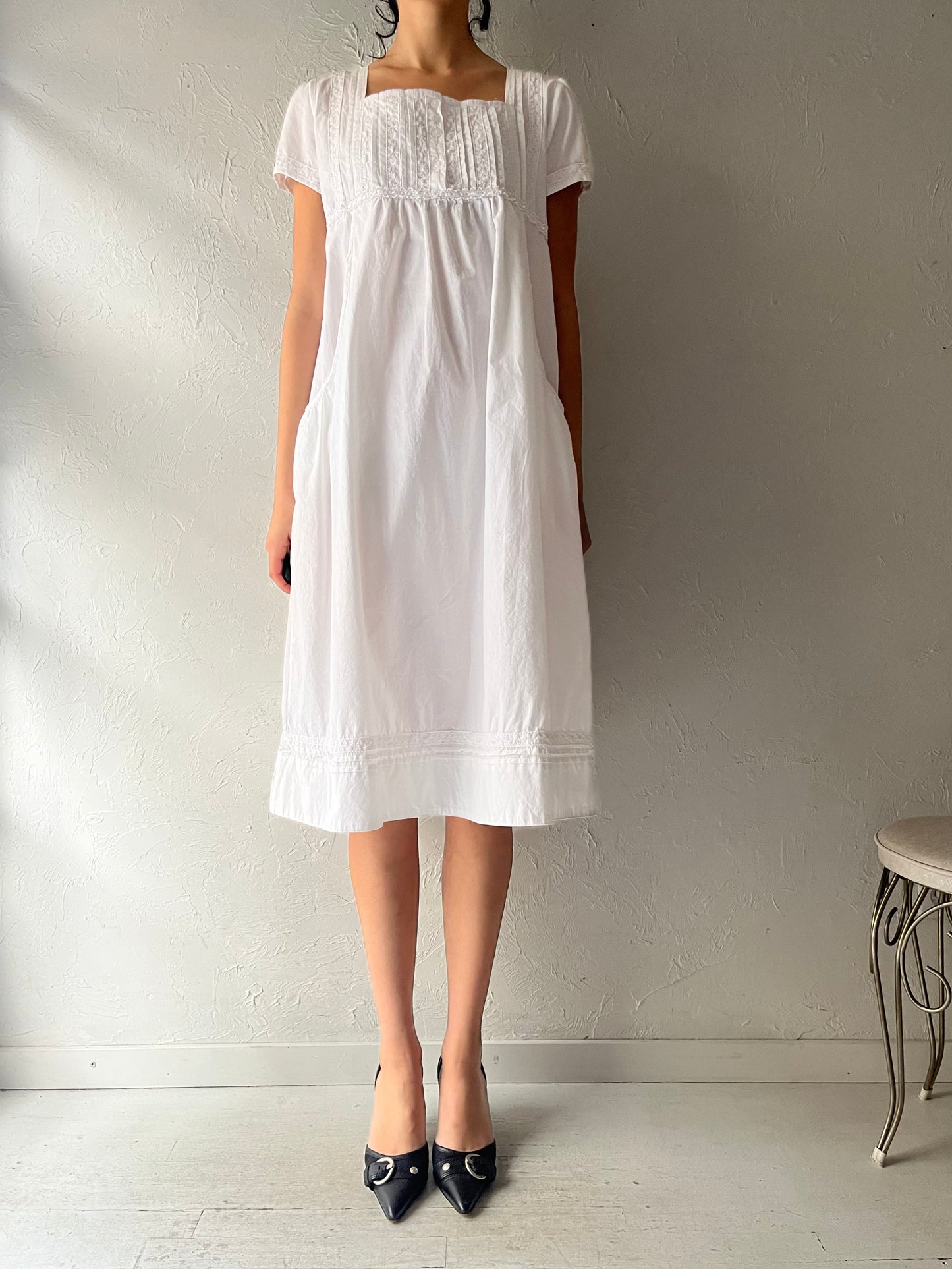 Vintage 'The 1 for U' White Cotton Dress / XS