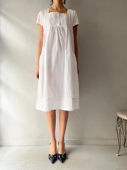Vintage 'The 1 for U' White Cotton Dress / XS