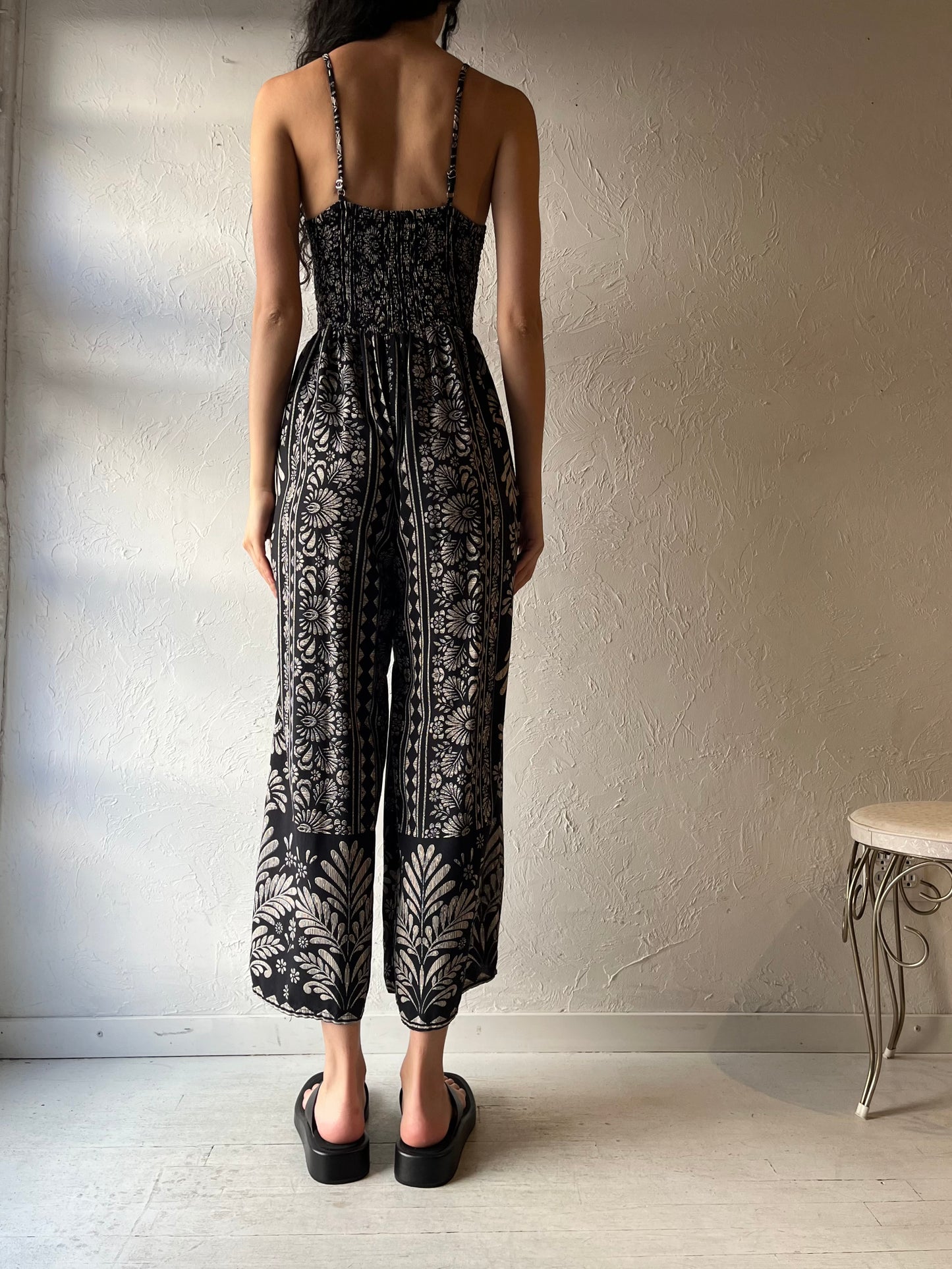 Y2k 'Angie' Floral Boho Hippie Jumpsuit / Vintage 2000s Cottagecore Summer One Piece / Small