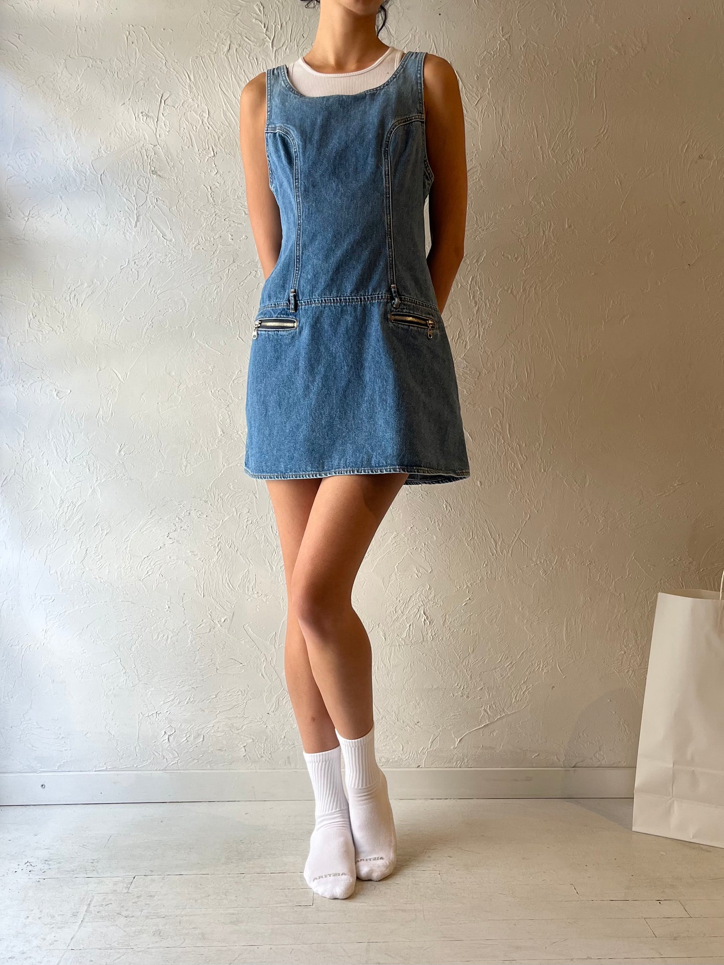 90s ‘Squeeze’ Denim Mini Dress / Small