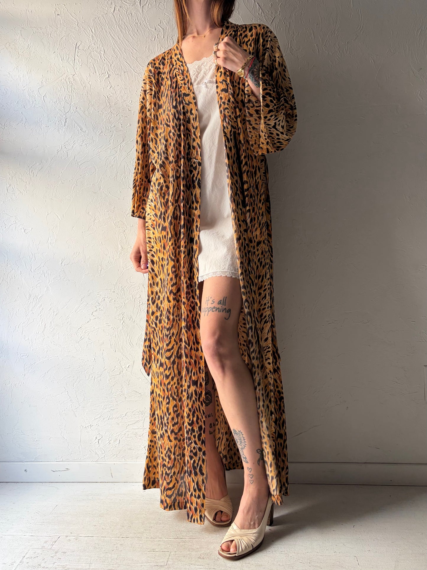 70s 'Lady Guil' Leopard Print Robe / Large