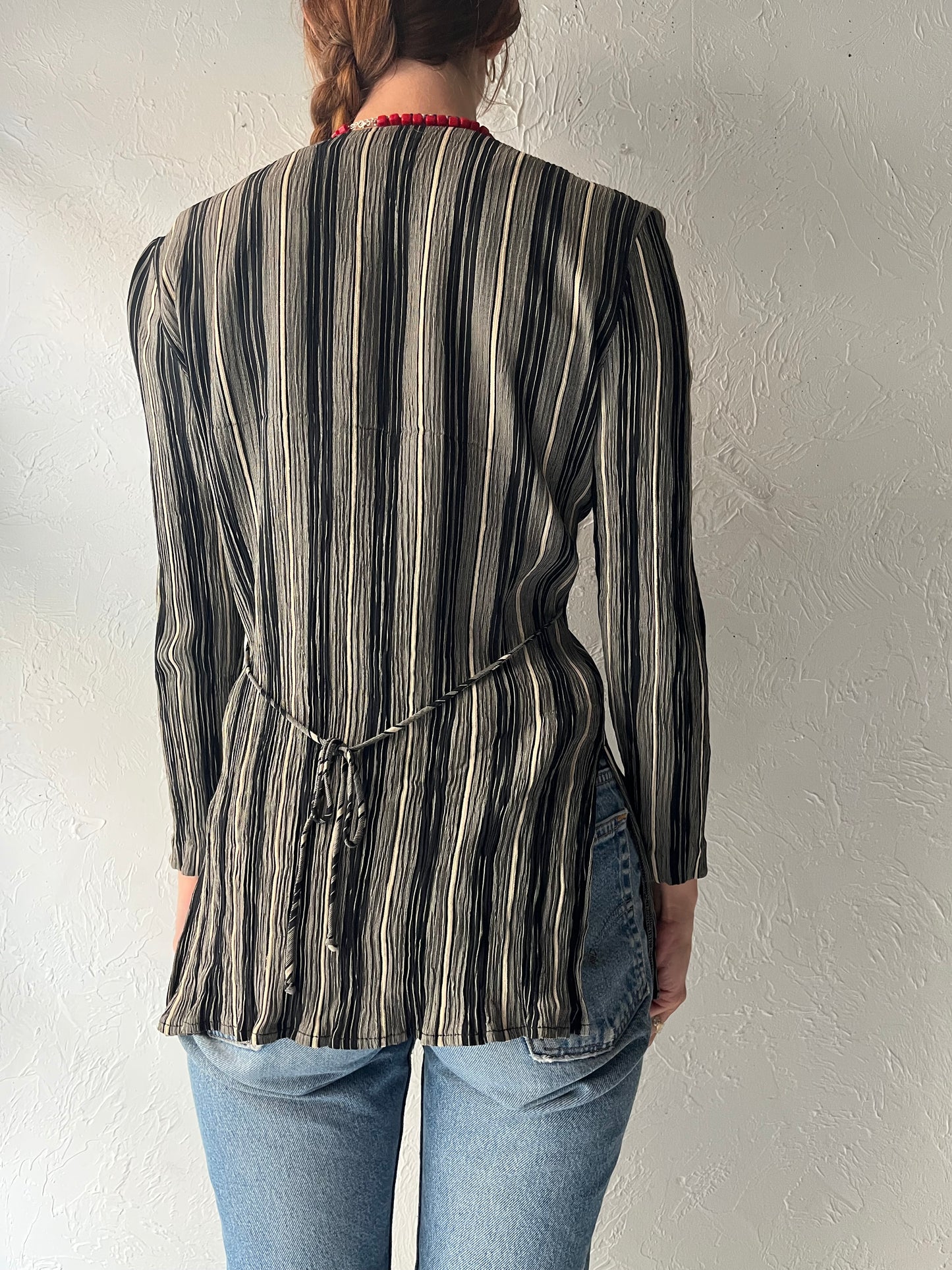 90s 'Amoretti' Striped Long Sleeve Top / Medium