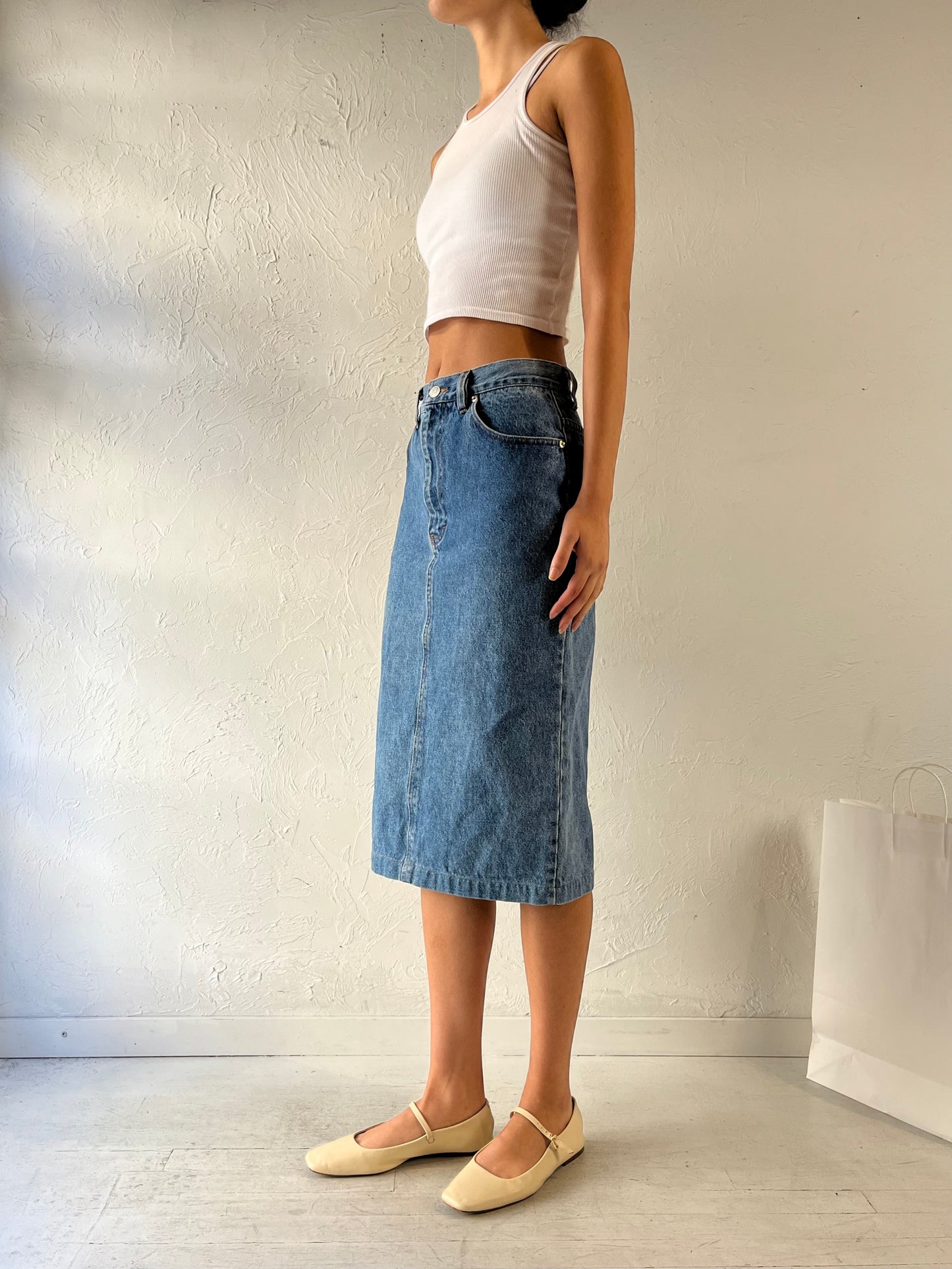 90s ‘Ralph Lauren’ Denim Pencil Skirt / Union Made / Small