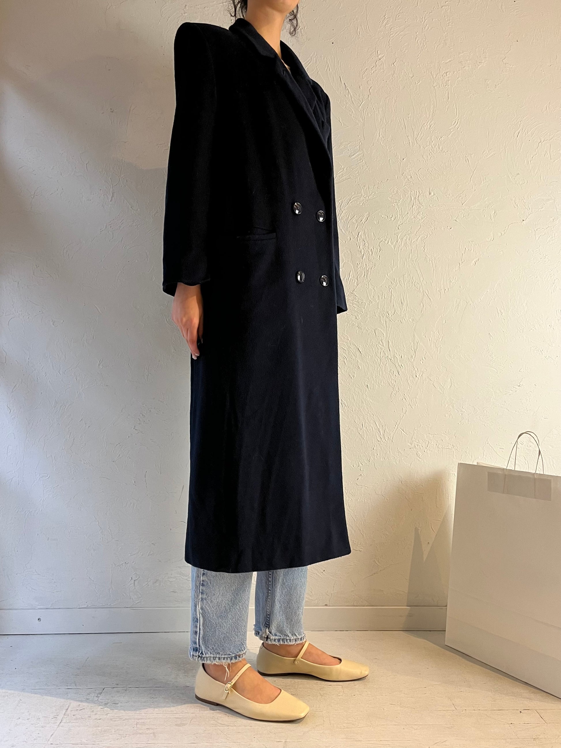 80s ‘Kirsten Blake’ Navy Blue Wool Coat / Union Made / Large