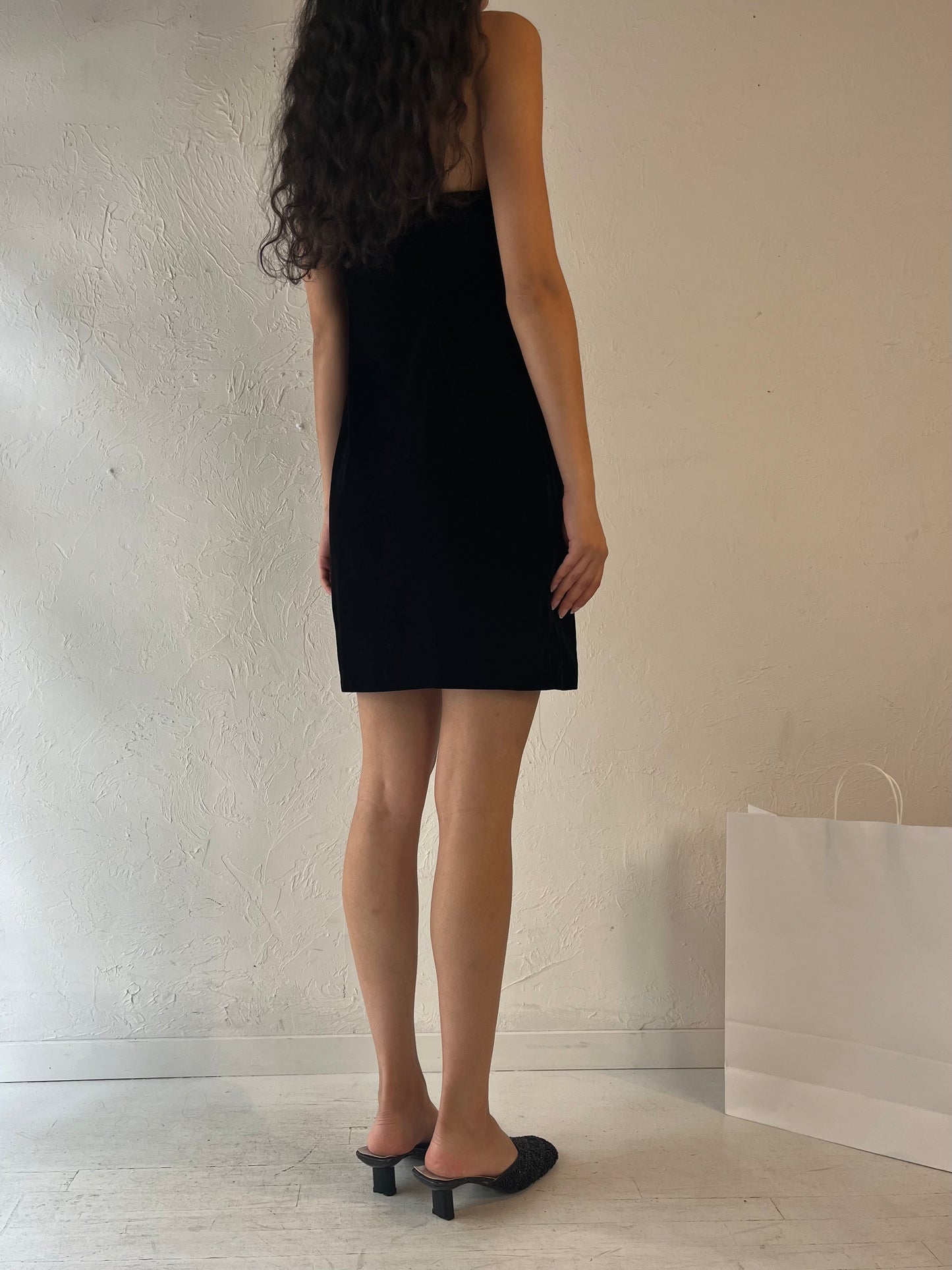 90s 'XXVI' Black Velvet Mini Dress / Small