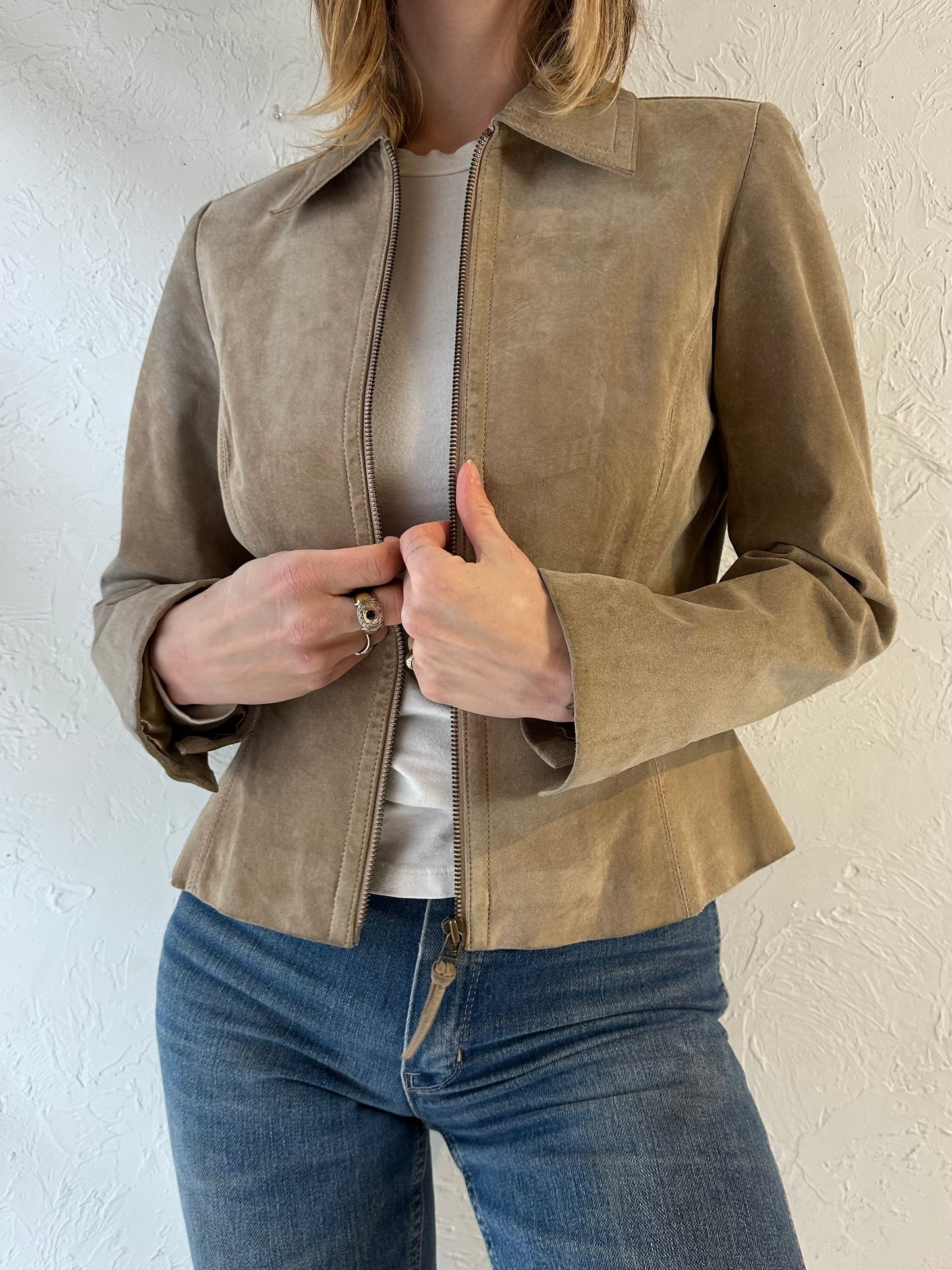 Y2K ‘Liz Claiborne’ Beige Suede Jacket / Small