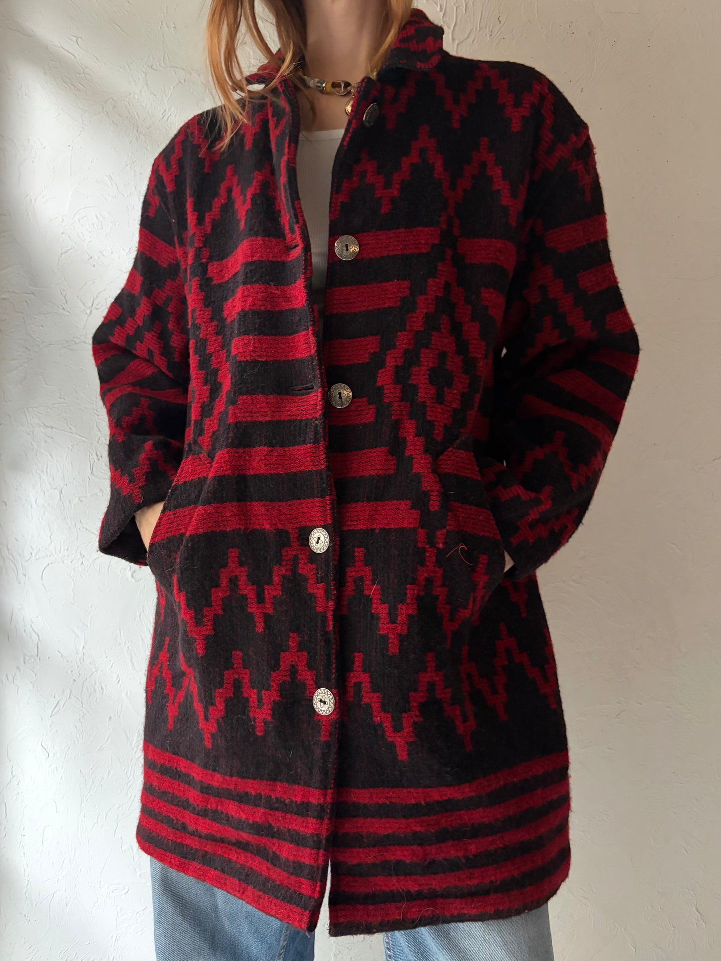 Vintage 'Woolrich' Red Aztec Jacket / Medium