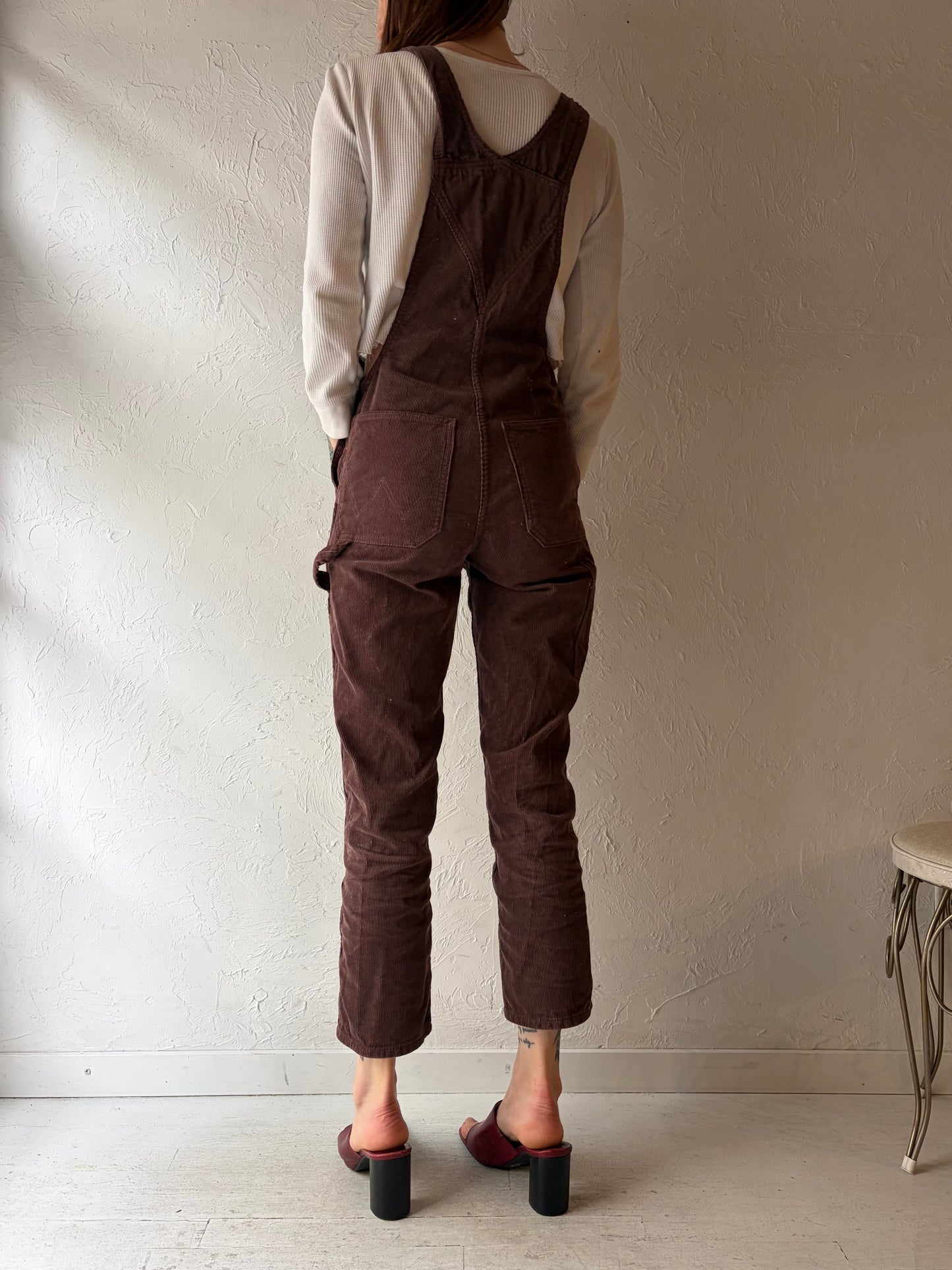 90s 'Wrangler' Brown Corduroy Overalls / XS