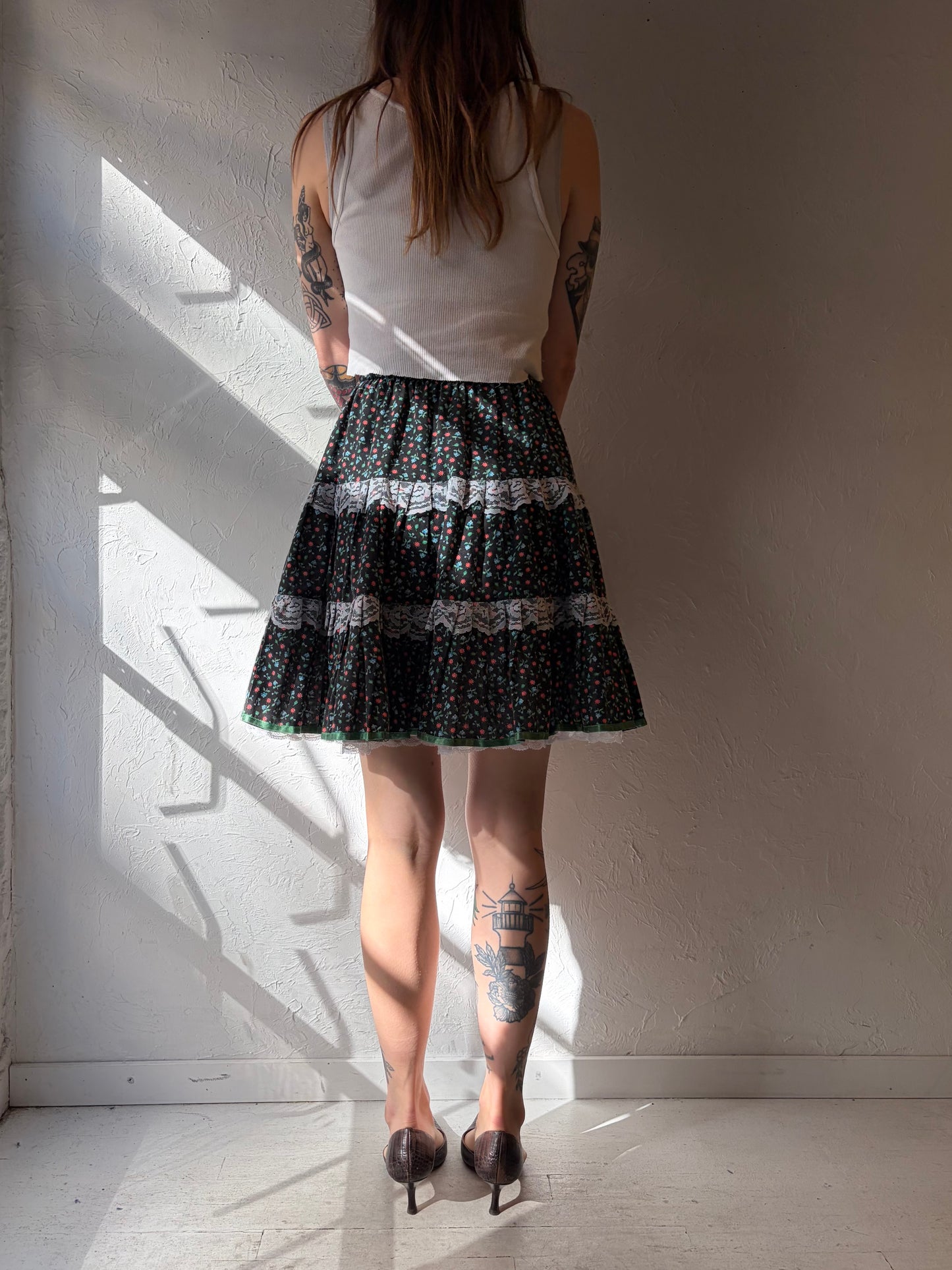 90s 'Sundance' Floral Skirt / Small