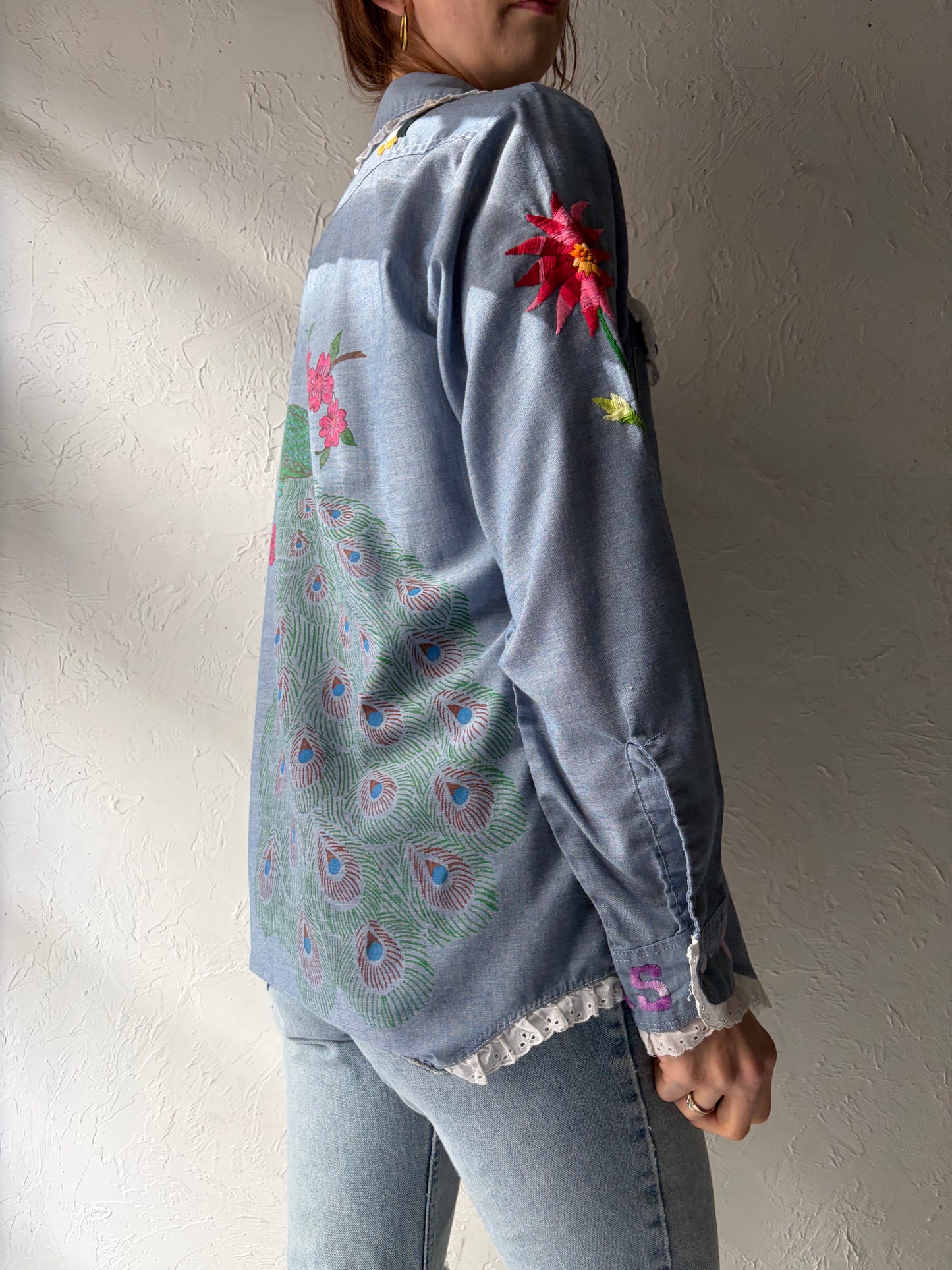 70s 'Big Mac' Embroidered Western Cowboy Shirt / Large