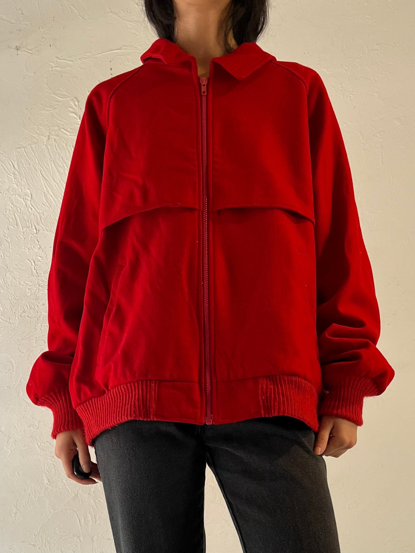 80s ‘Pendleton’ Red Wool Bomber Jacket / XL