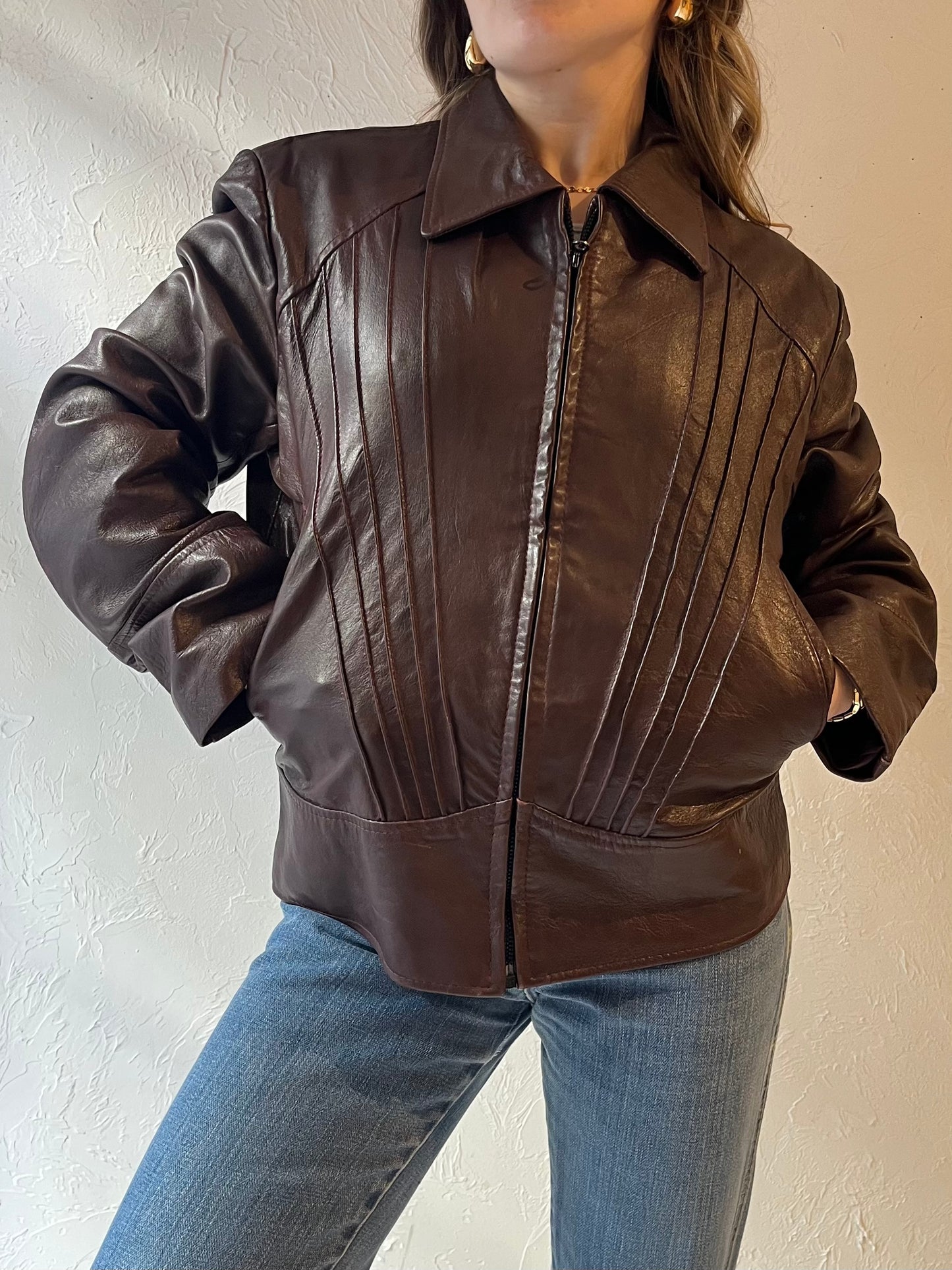 80s 'Boutique of Leathers' Brown Leather Jacket / Medium