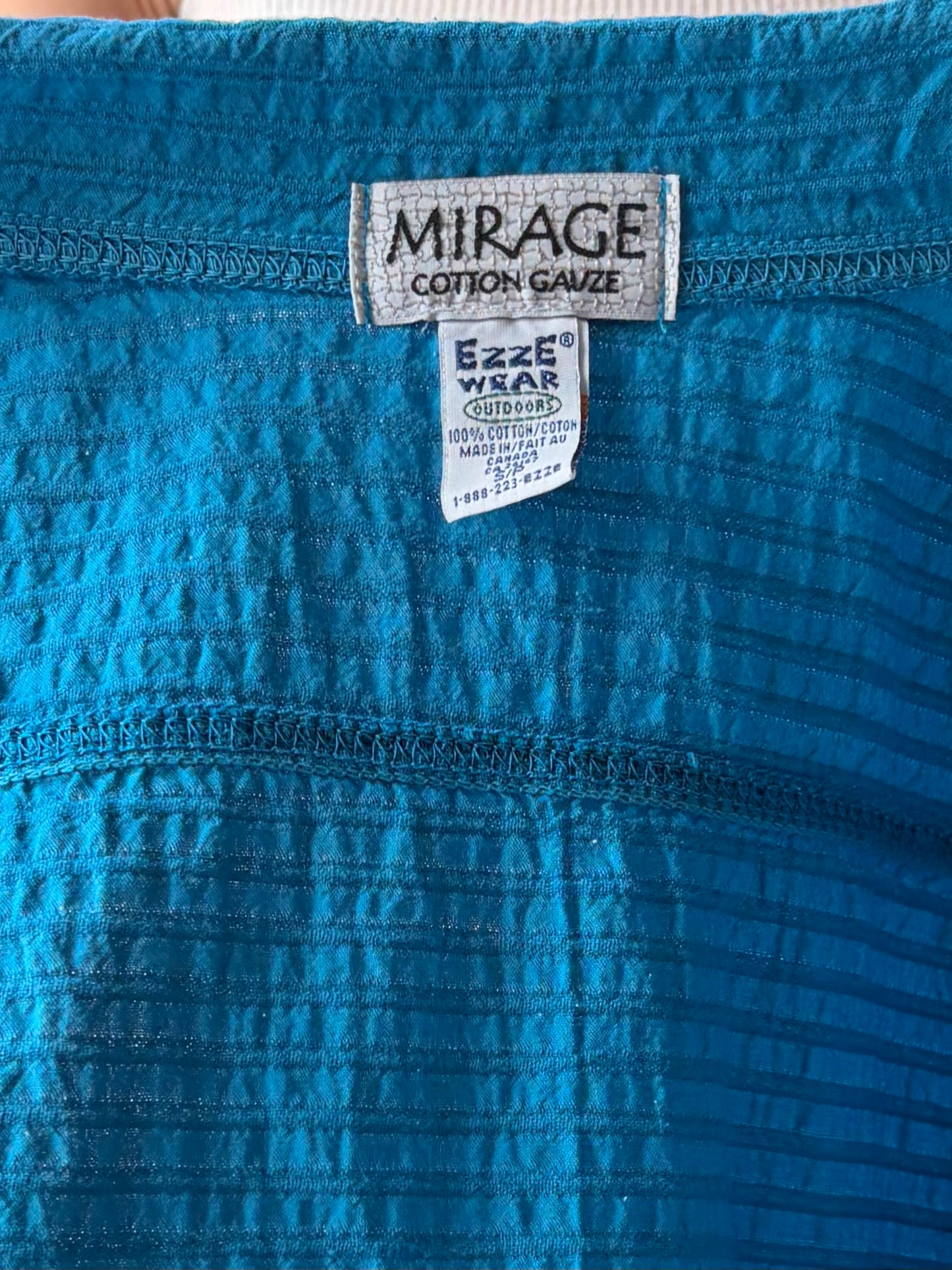 90s 'Ezze Wear' Blue Cotton Normcore Minimalist Snap Up Short Sleeve Shirt / Small