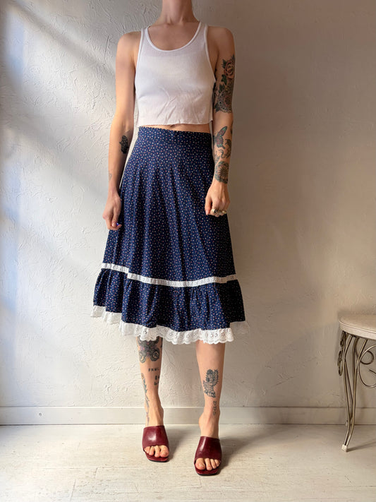 Vintage Handmade Floral Peasant Skirt / Small