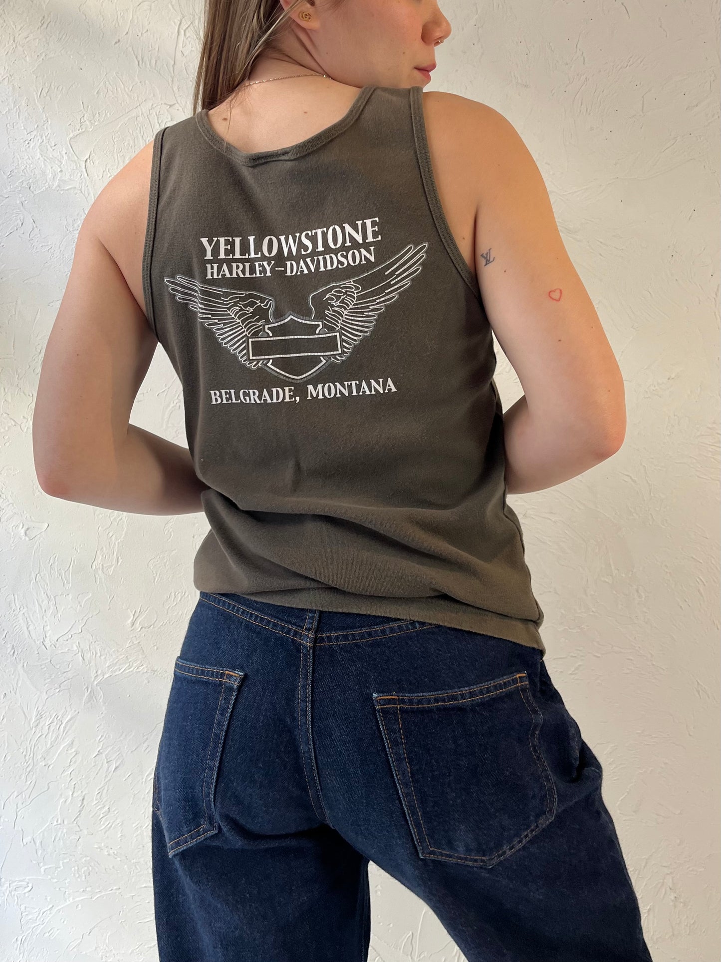 90s ‘Harley Davidson’ Yellowstone Rhinestone Tank / XL