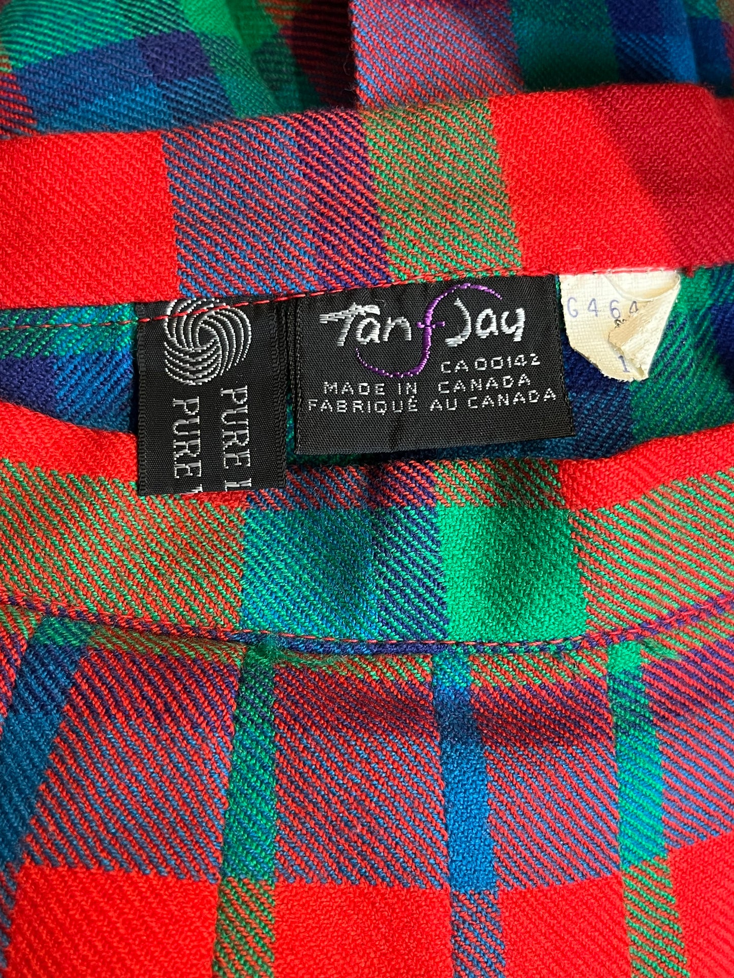 80s ‘Tan Jay’ Pleated Plaid Wool Midi Skirt / Medium