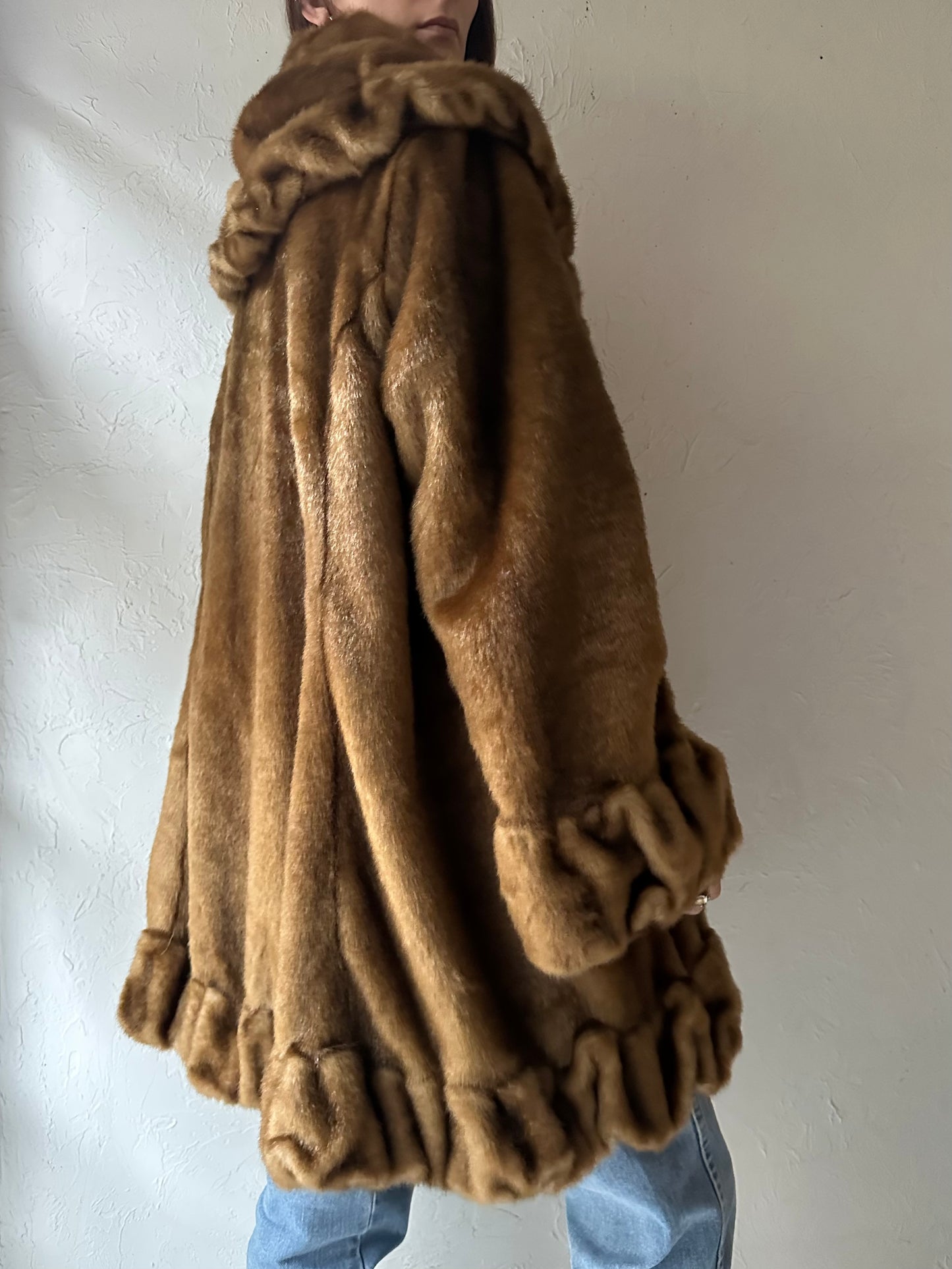 Y2k 'Jones New York' Faux Fur Coat / XL