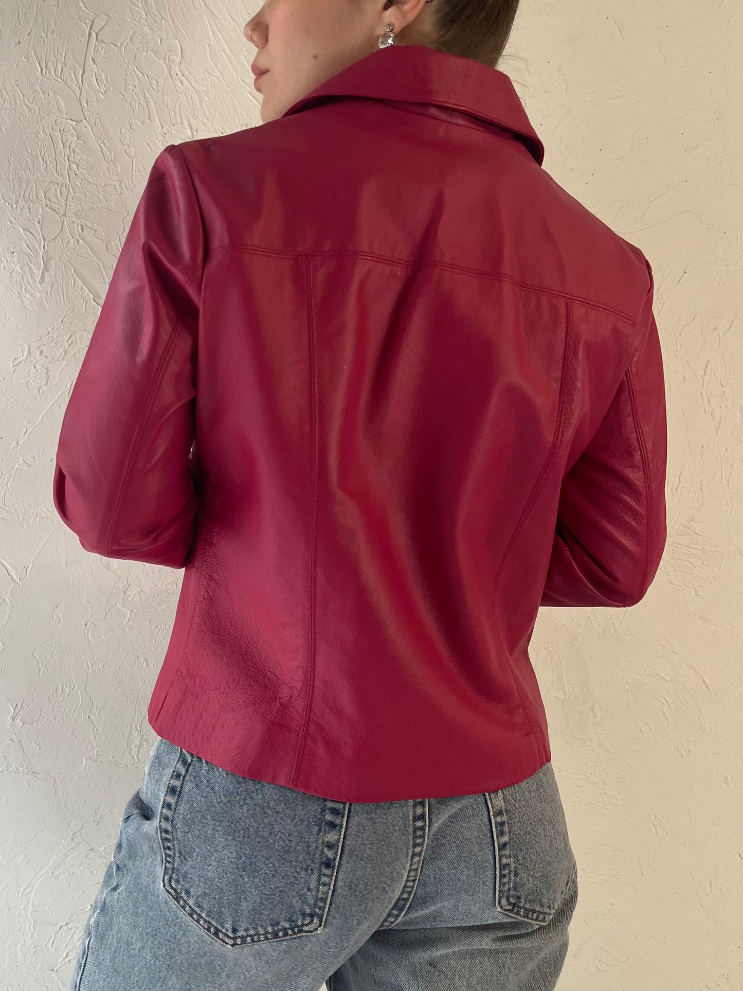 Y2k 'Wilsons' Pink Leather Jacket / Small