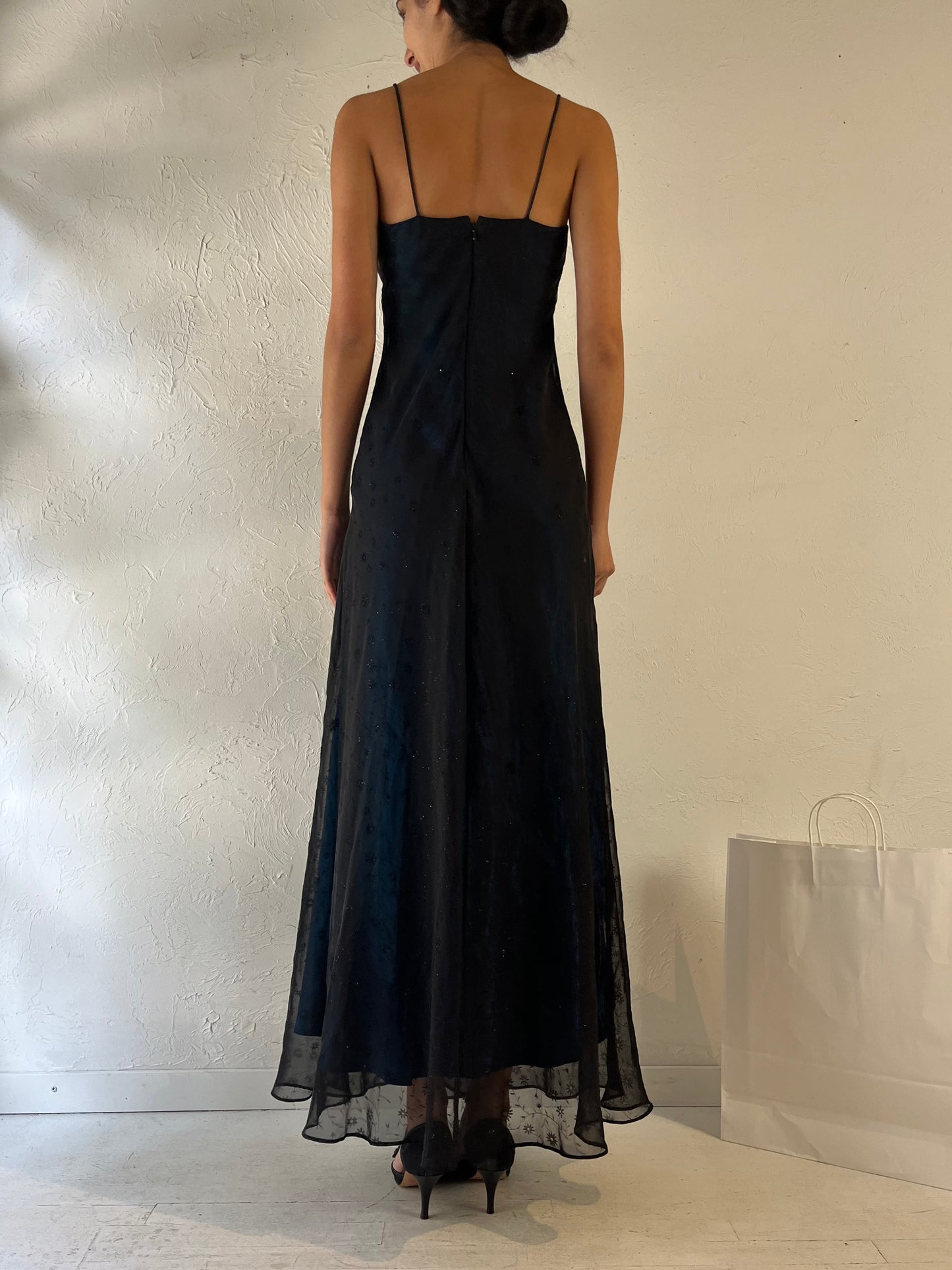 90s 'Morgan & Co' Navy Blue Formal Dress / Small