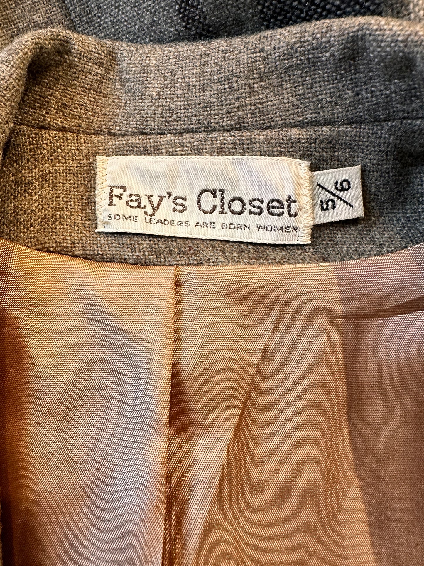 70s 'Fays Closet' Gray Plaid Blazer Jacket / Union Made / Small