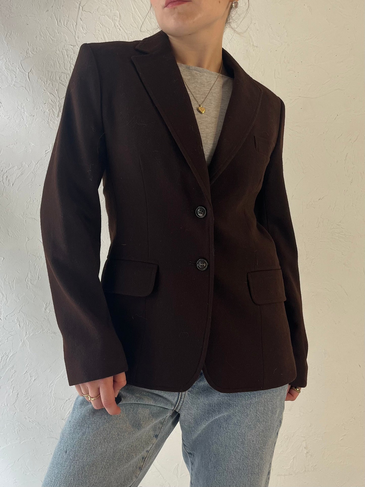 70s 'Evan Picone' Brown Knit Blazer Jacket / Union Made / Small