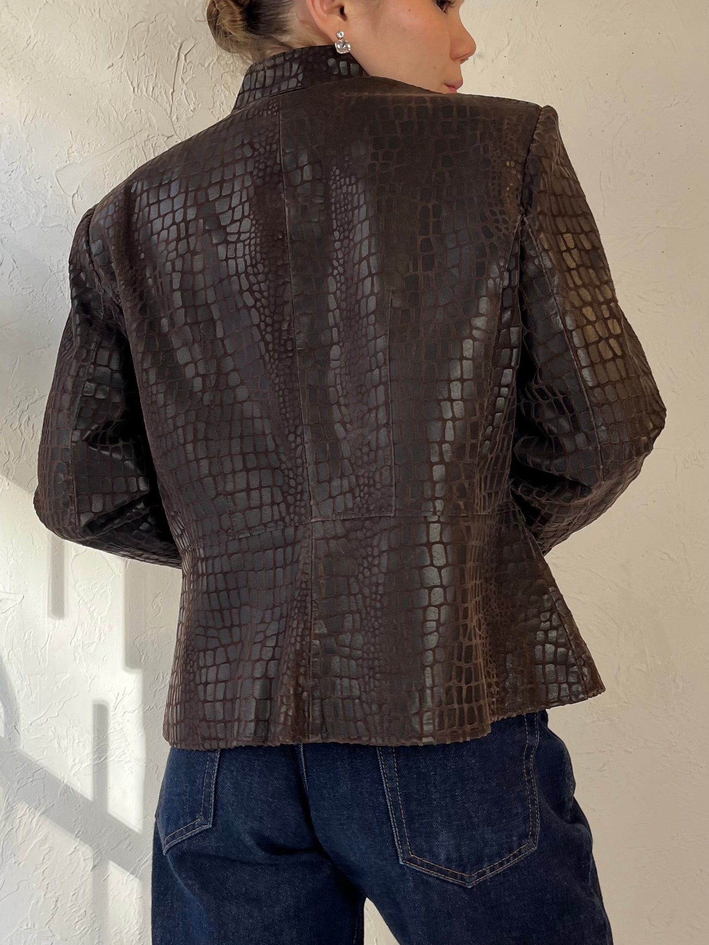 90s ‘Alfani’ Brown Snakes Skin Leather Jacket / Medium