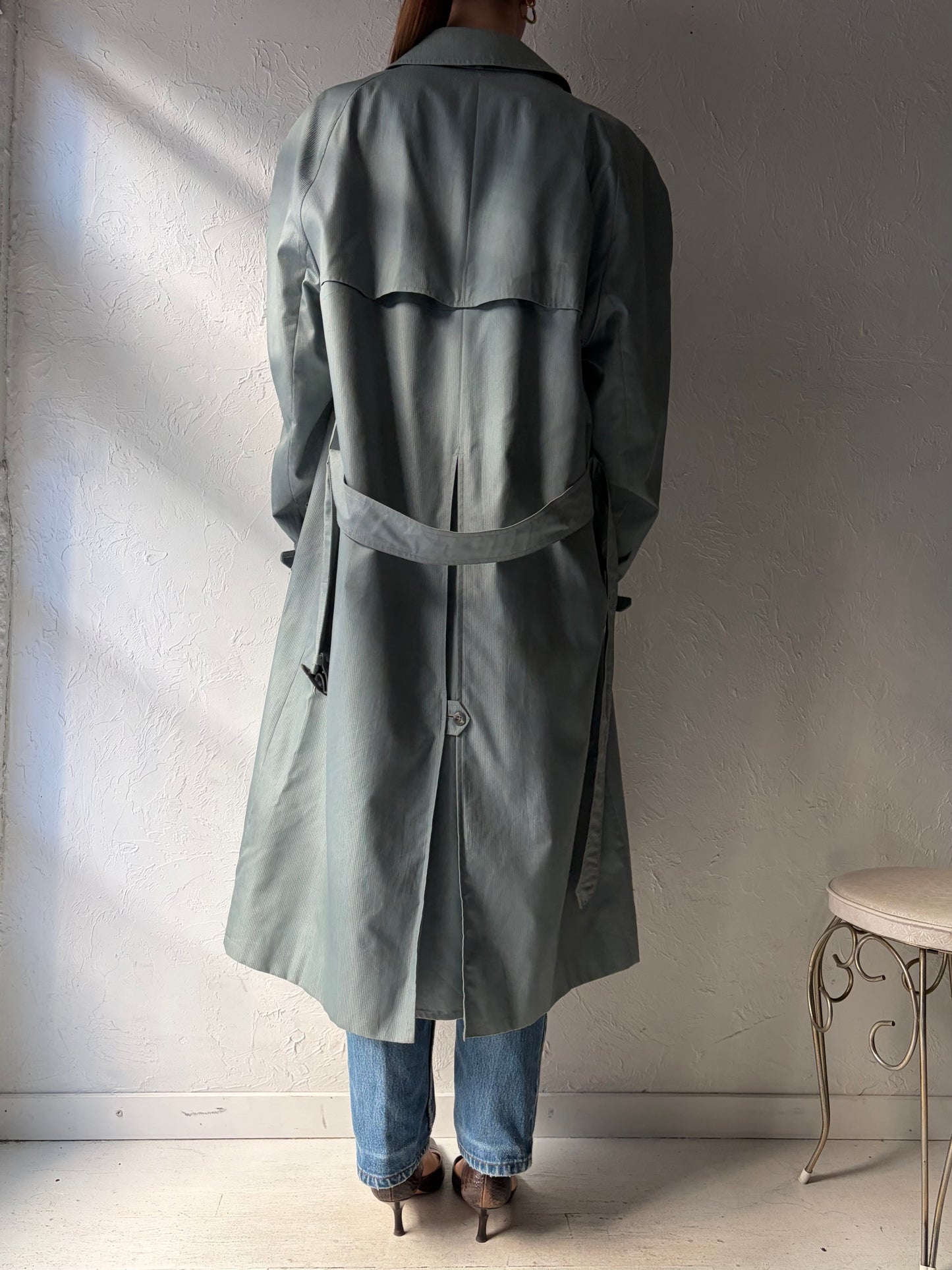 90s 'Aquascutum' Blue Trench Coat / Large