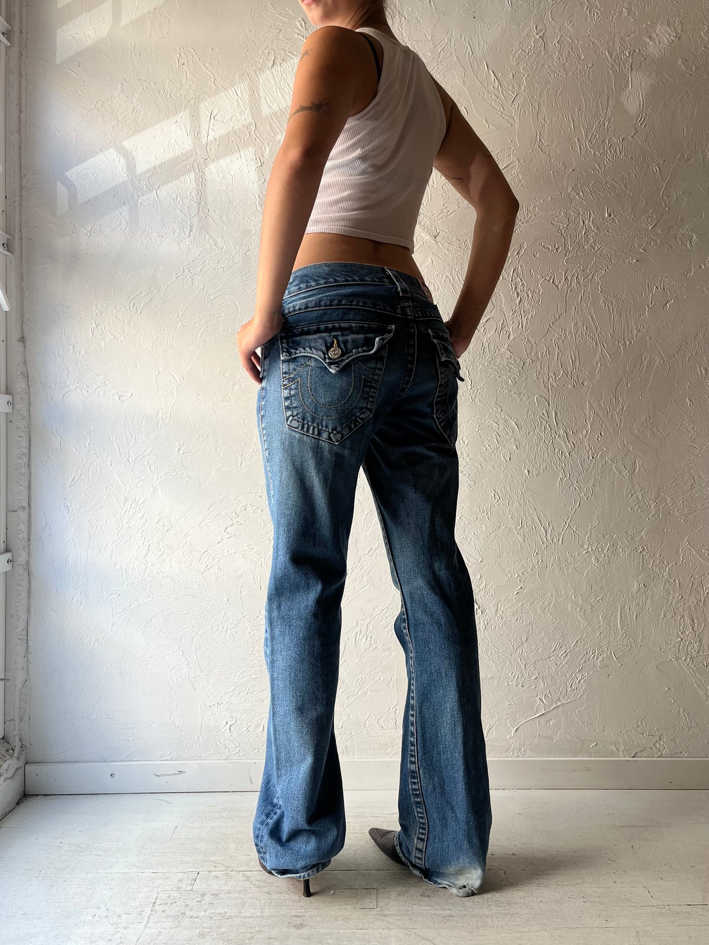 Y2k 'True Religion' Denim Light Wash Low Rise Distress Pants / Medium
