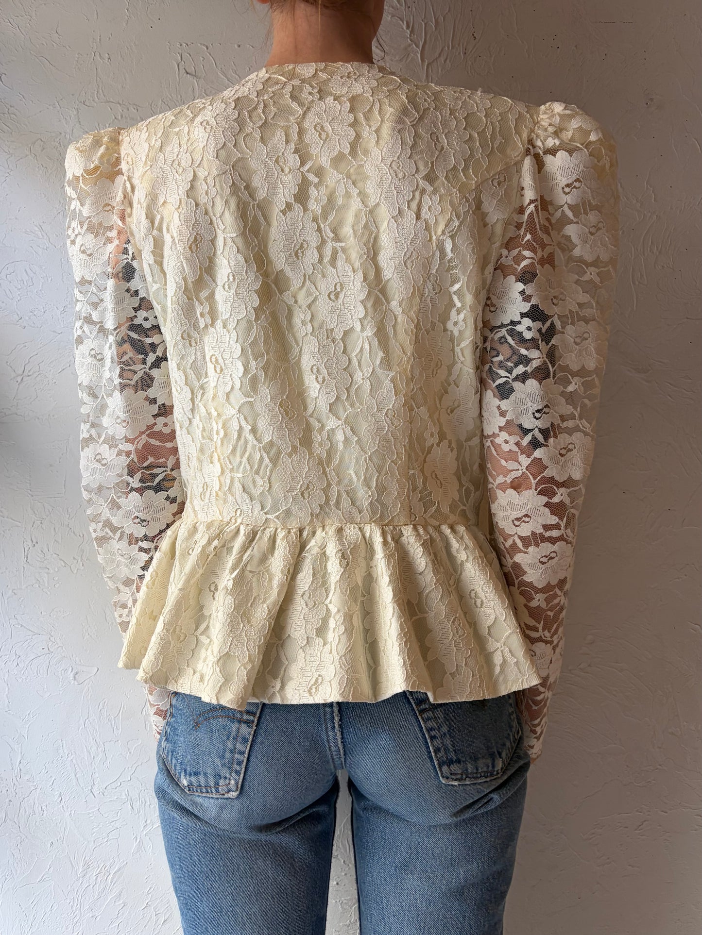 80s 'Lori Ann' White Romantic Blouse / Vintage 1980's Bridal Top / Medium