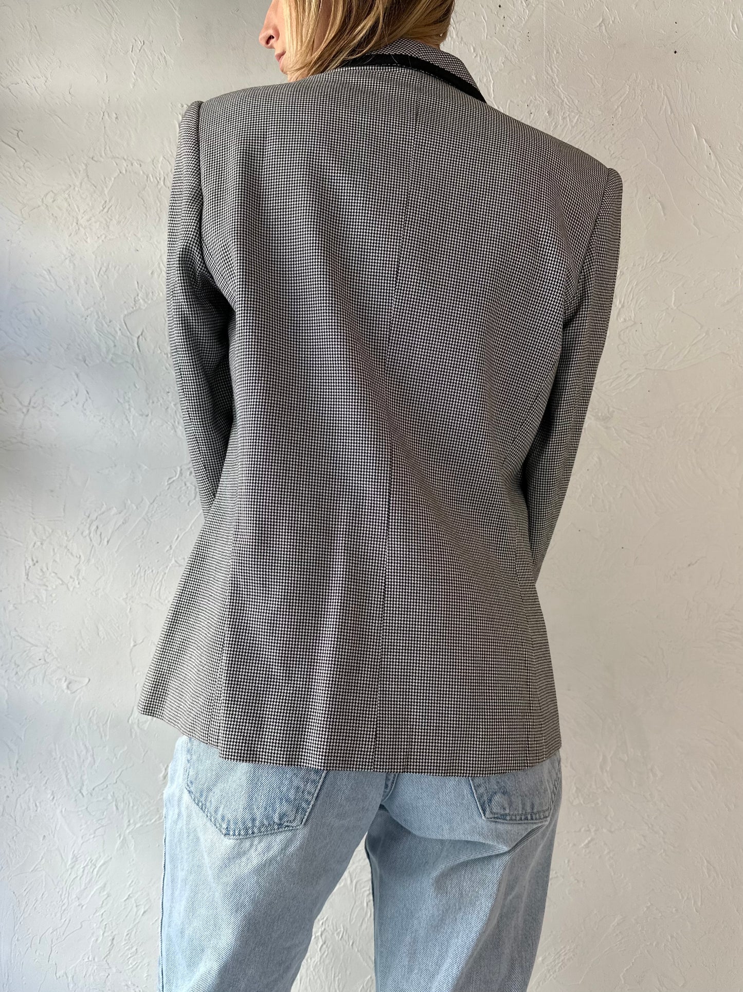 90s 'Kasper' Herringbone Blazer Jacker / Medium