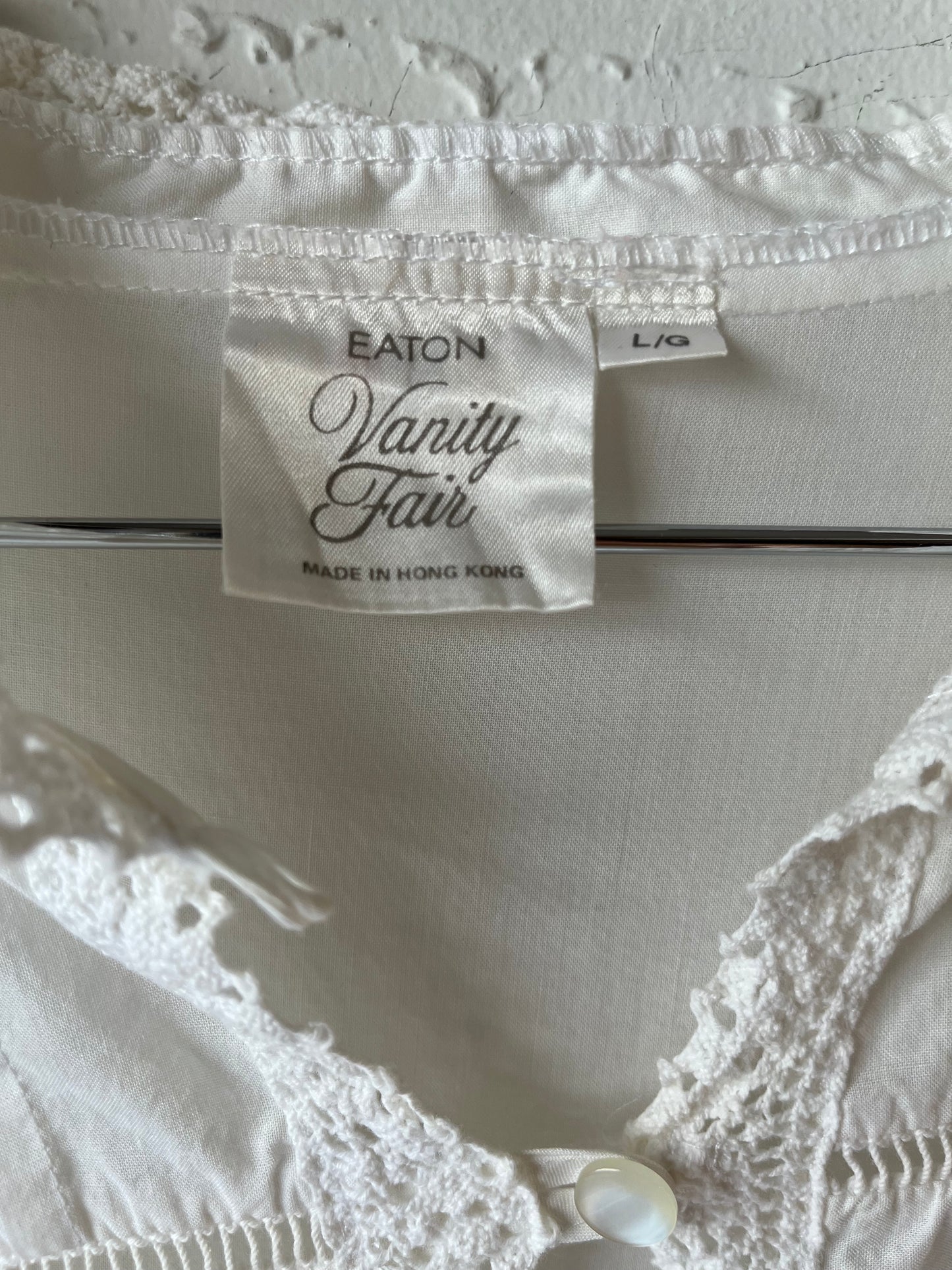 90s 'Eaton Vanity Fair' White Cotton Dress / Large