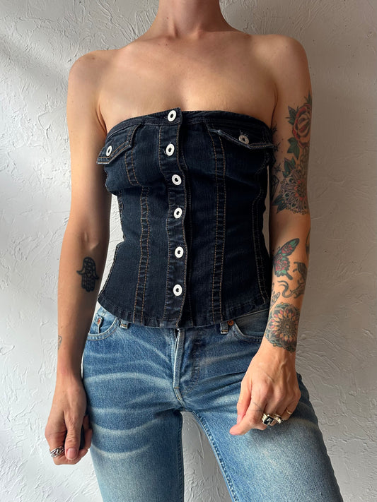 Y2K ‘Foxy Jeans’ Denim Tube Top / Small