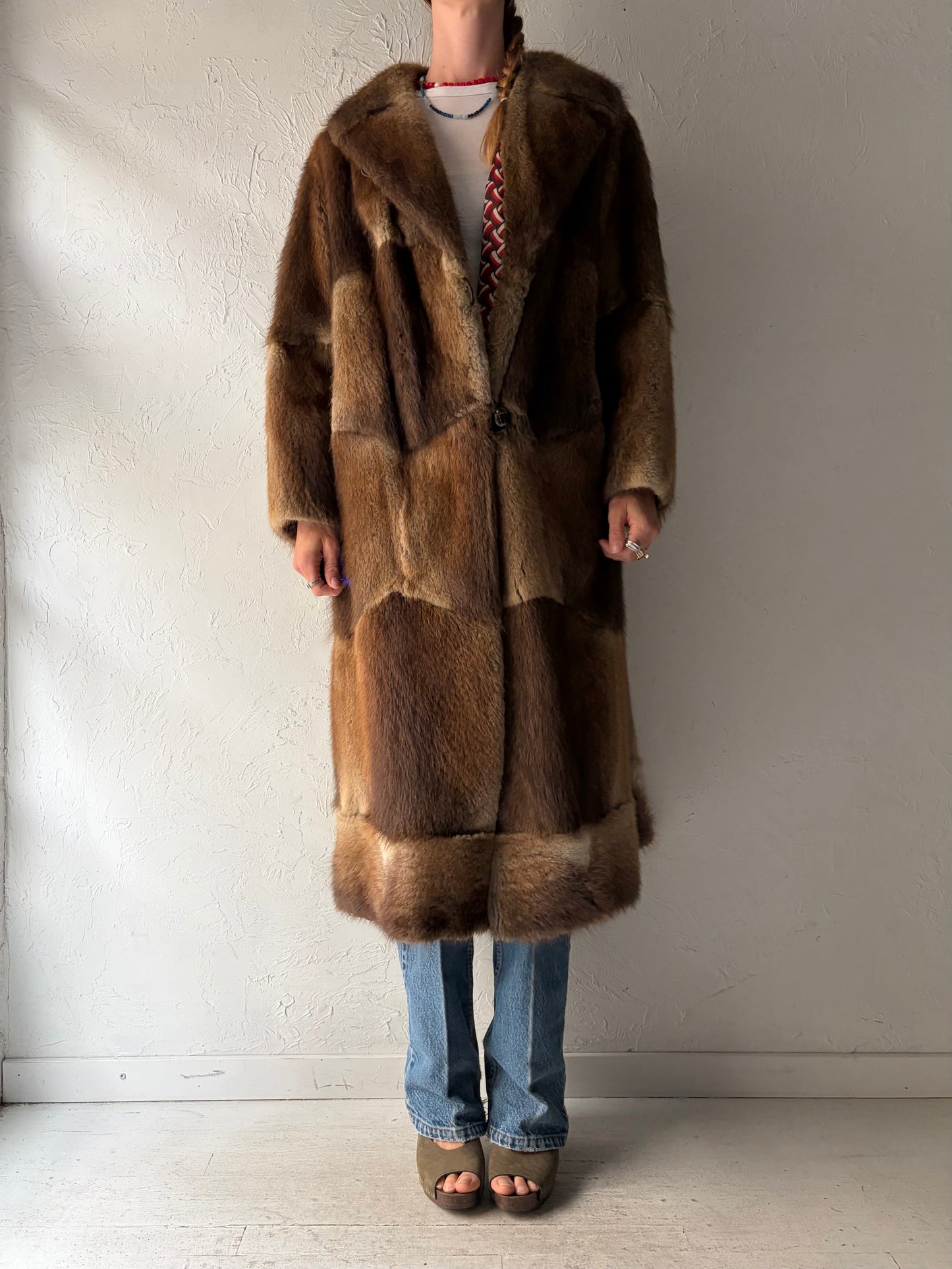 Vintage Authentic Fur Patchwork Coat / Medium
