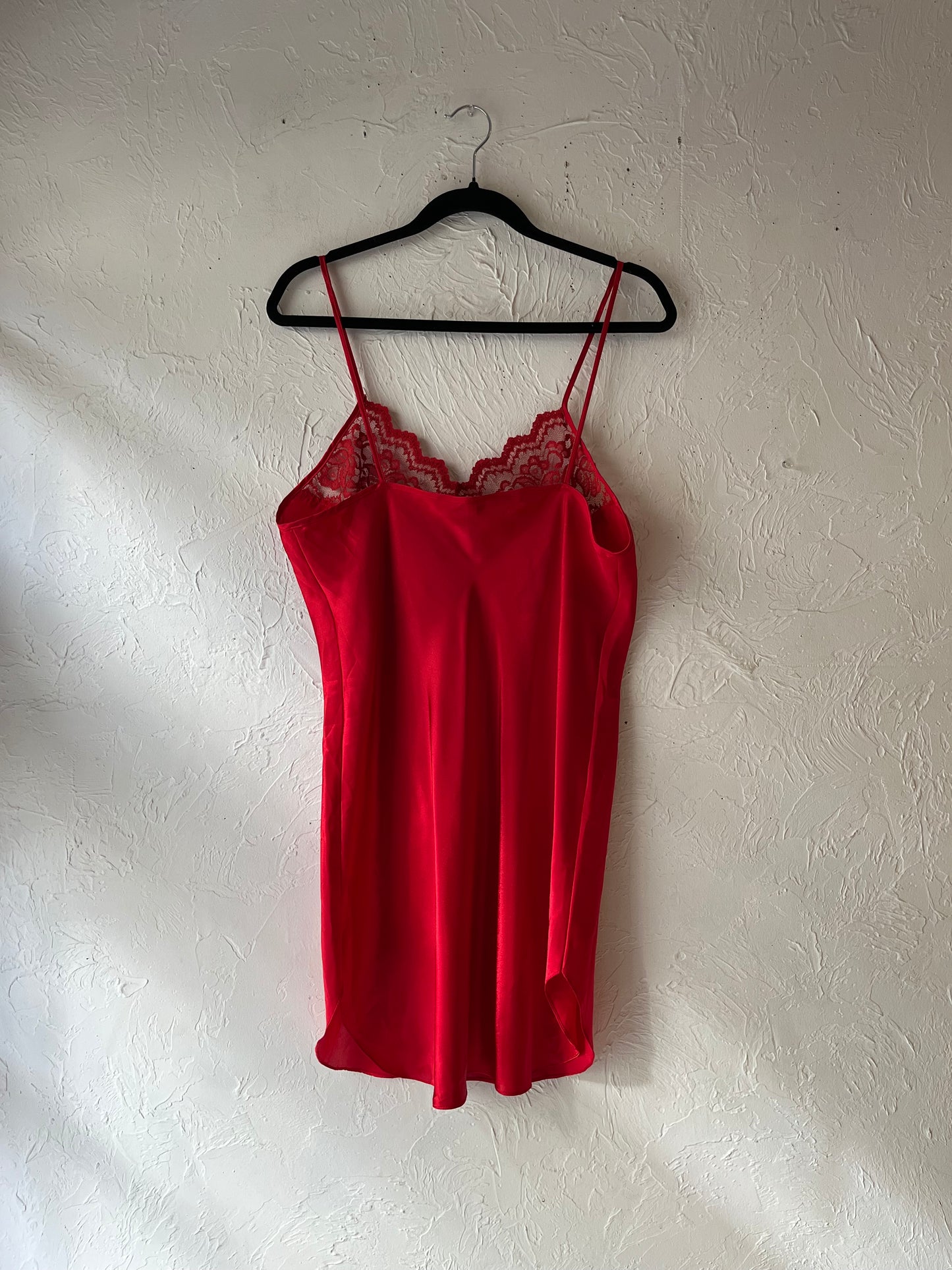 90s Red Mini Slip Dress / Large