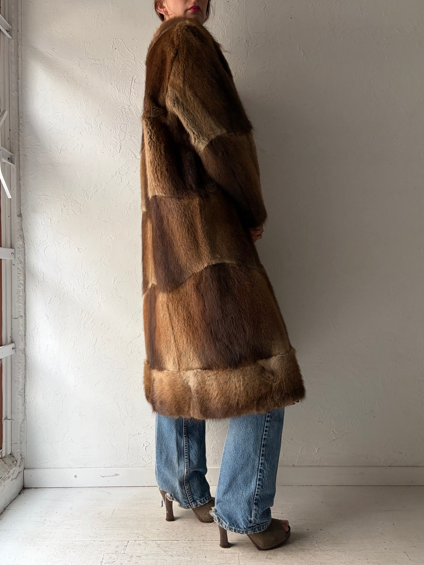 Vintage Authentic Fur Patchwork Coat / Medium