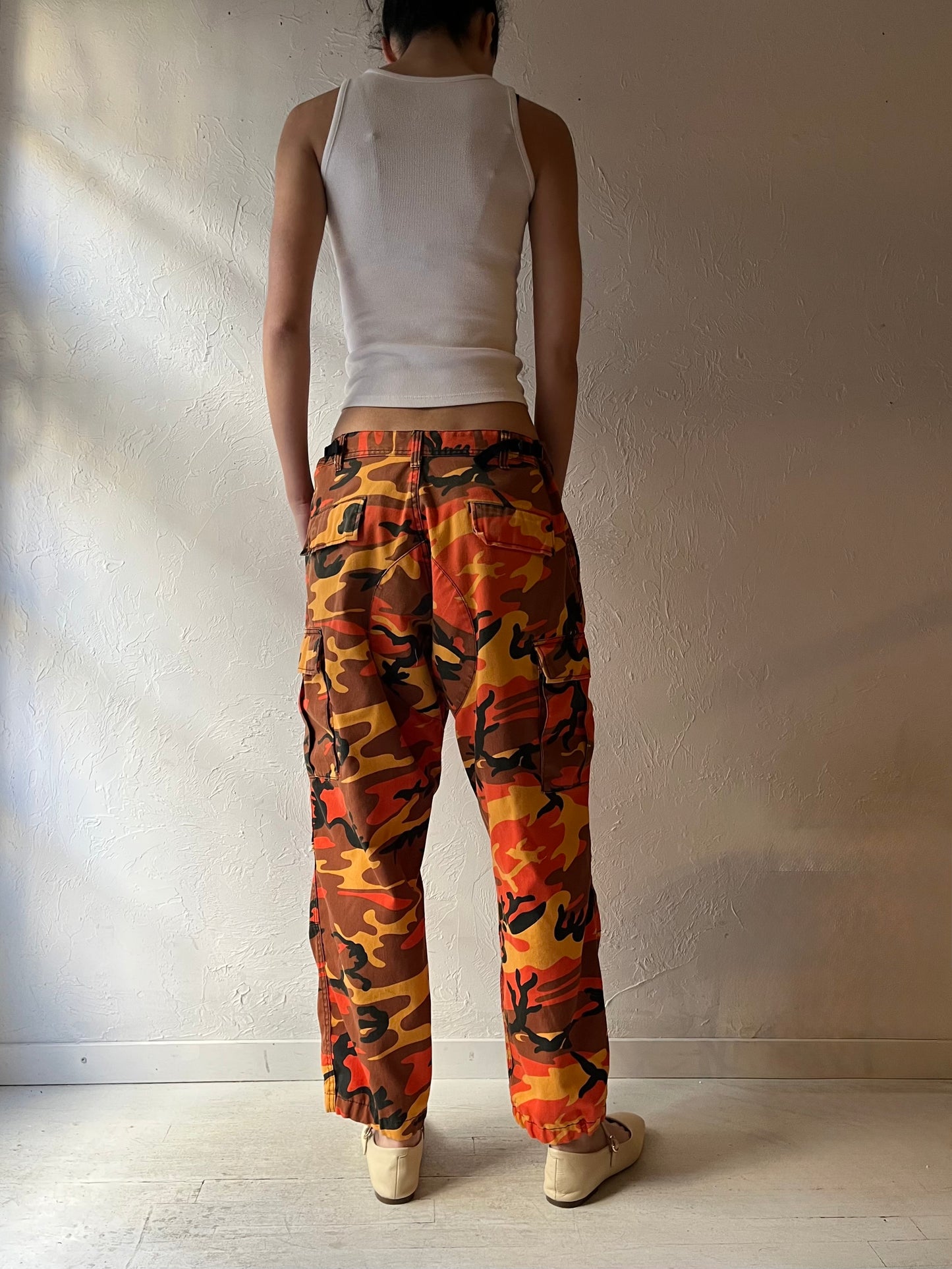 Y2K Authentic Army Orange Camouflage Pants / Medium