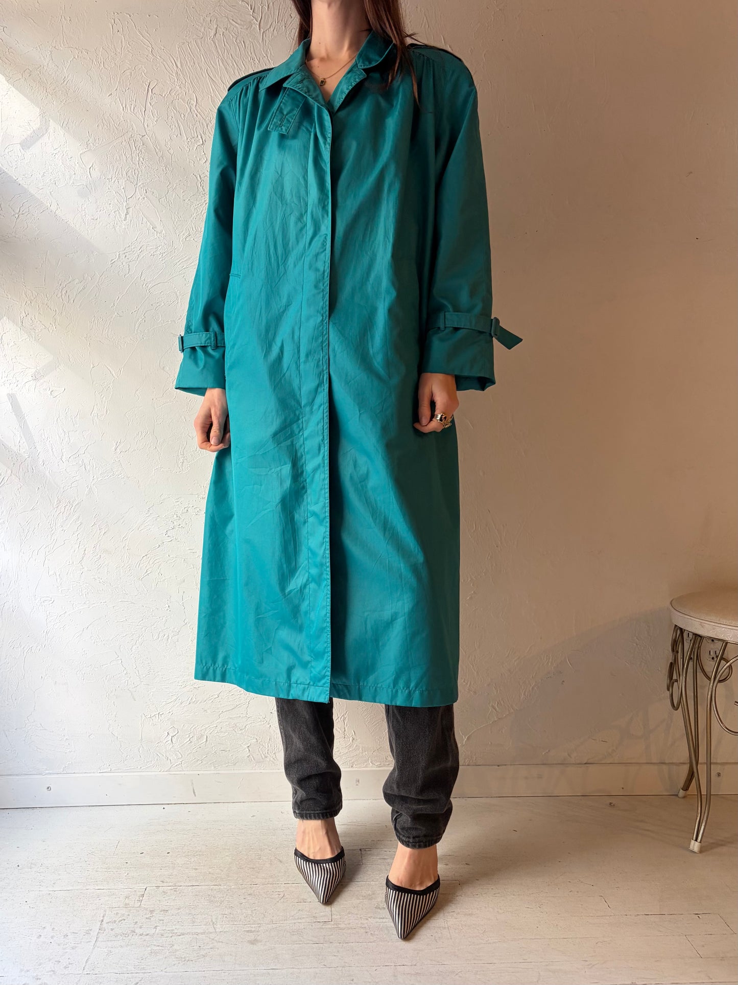 Vintage 'London Fog' Lightweight Green Trench Coat / Medium