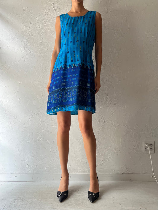 90s 'Jessica' Blue Sleeveless Mini Dress / Small