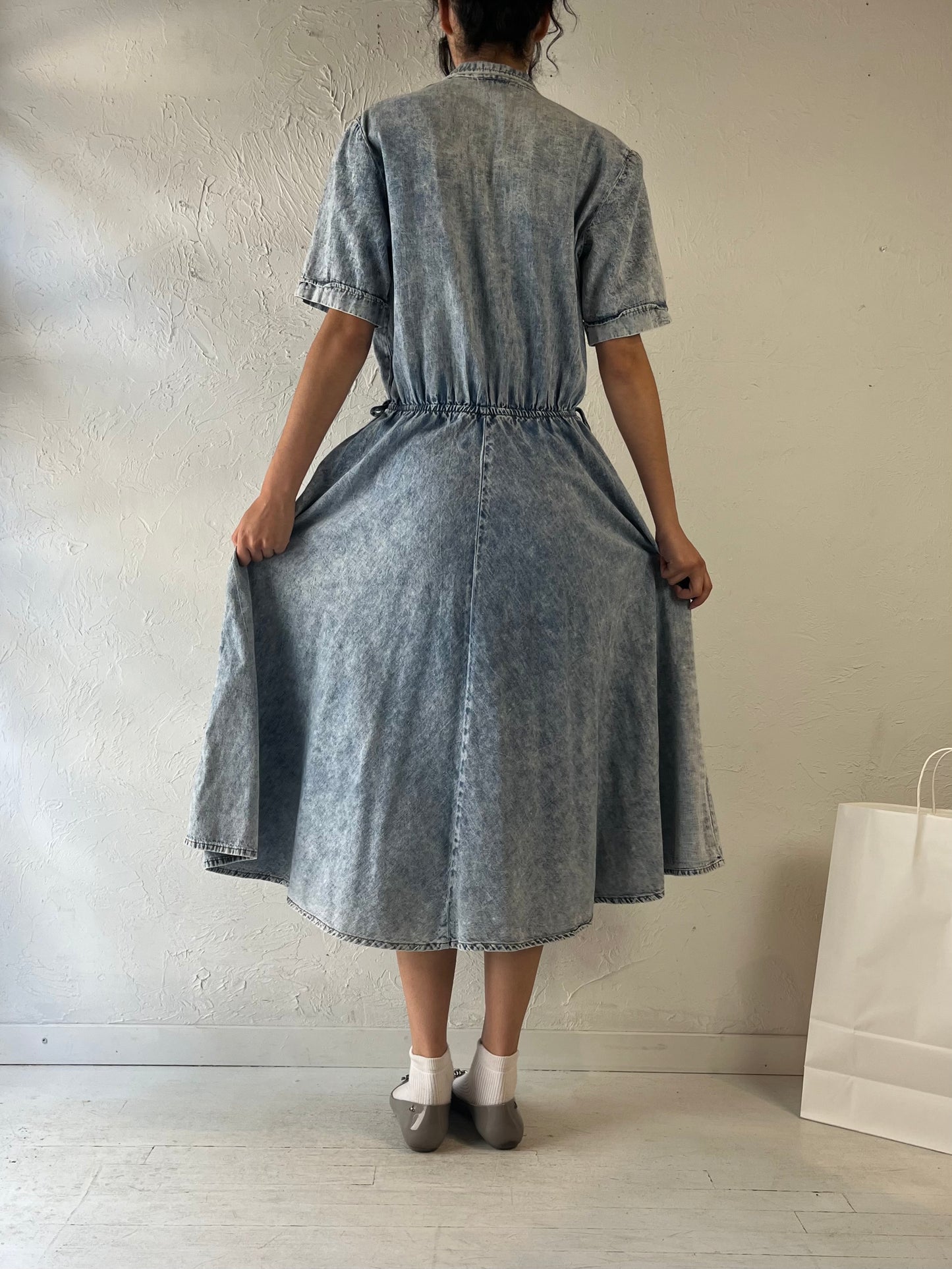 90s ‘Two Roads’ Denim Dress / Medium