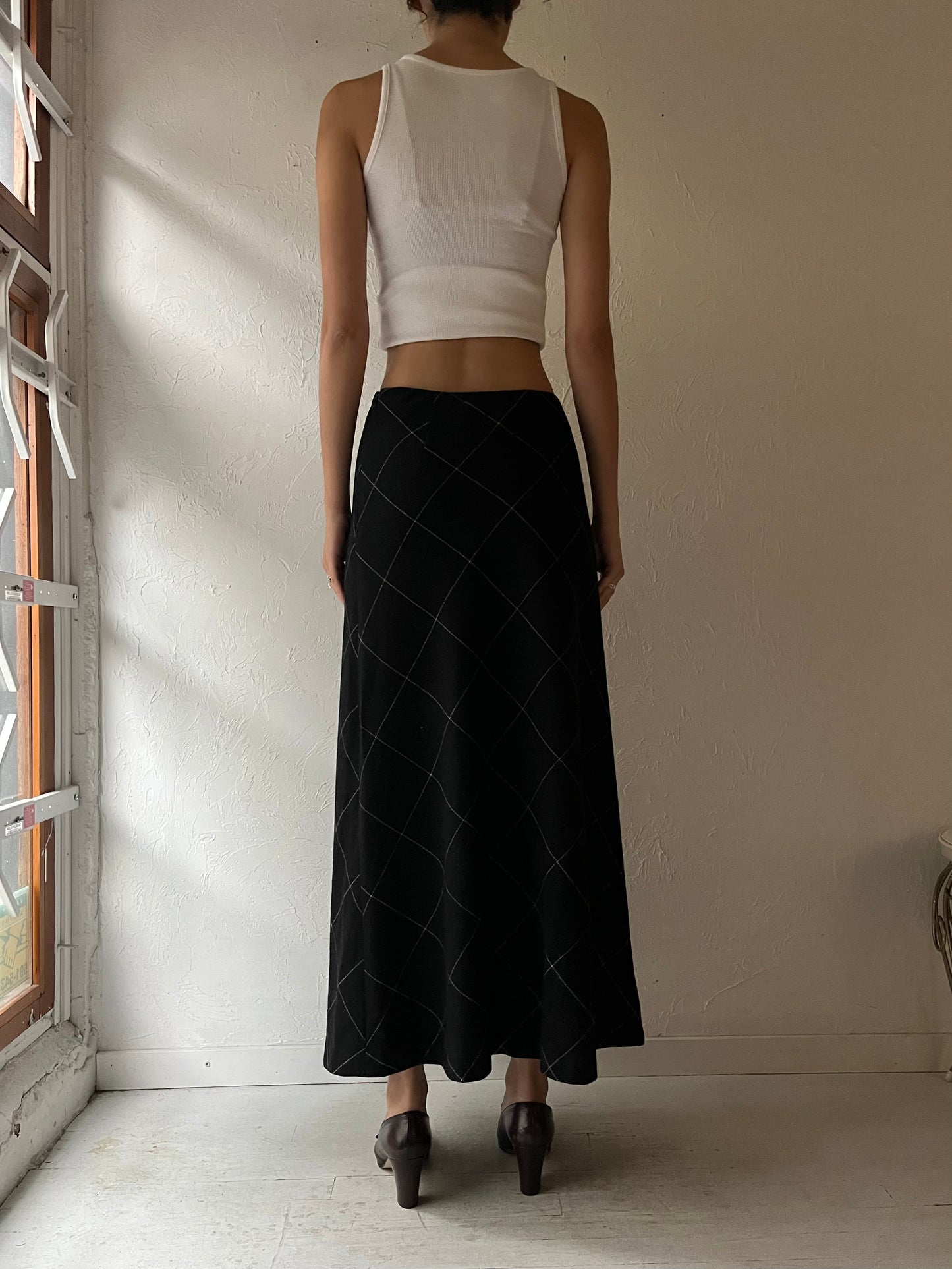 90s 'Eddie Bauer' Long Black Knit Skirt / Small