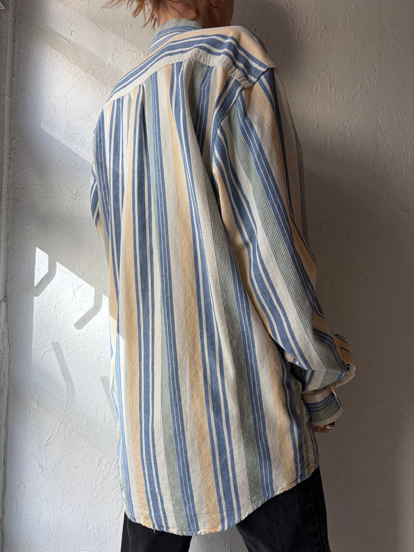 90s 'LL Bean' Striped Shirt / Medium