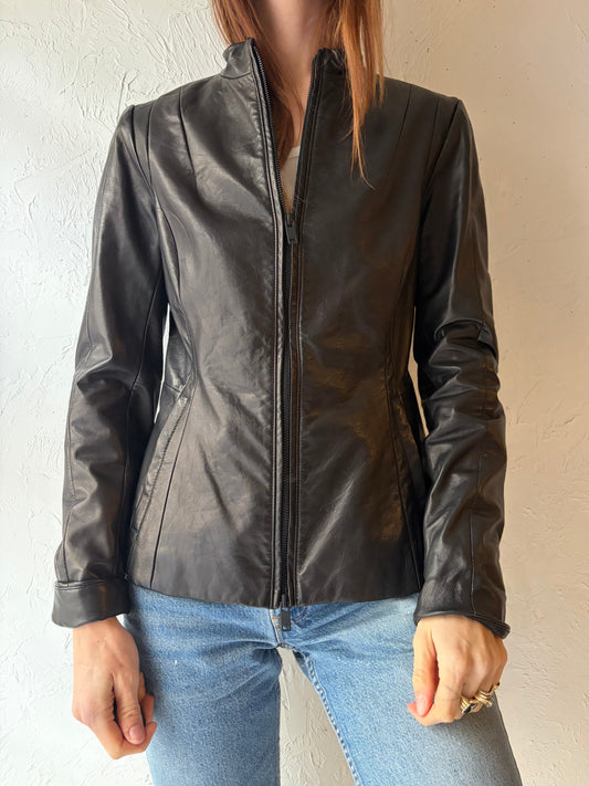 90s 'Danier' Black Leather Jacket / XS