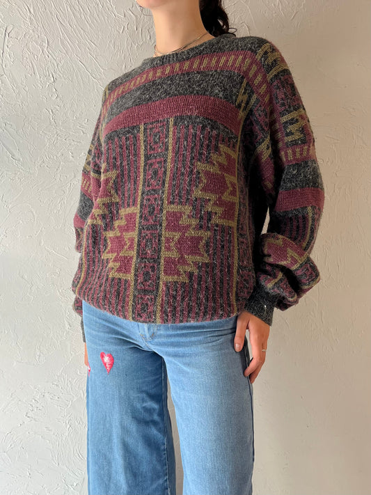 90s 'Sweaters' Acrylic Nylon Abstract Knit Sweater / Large
