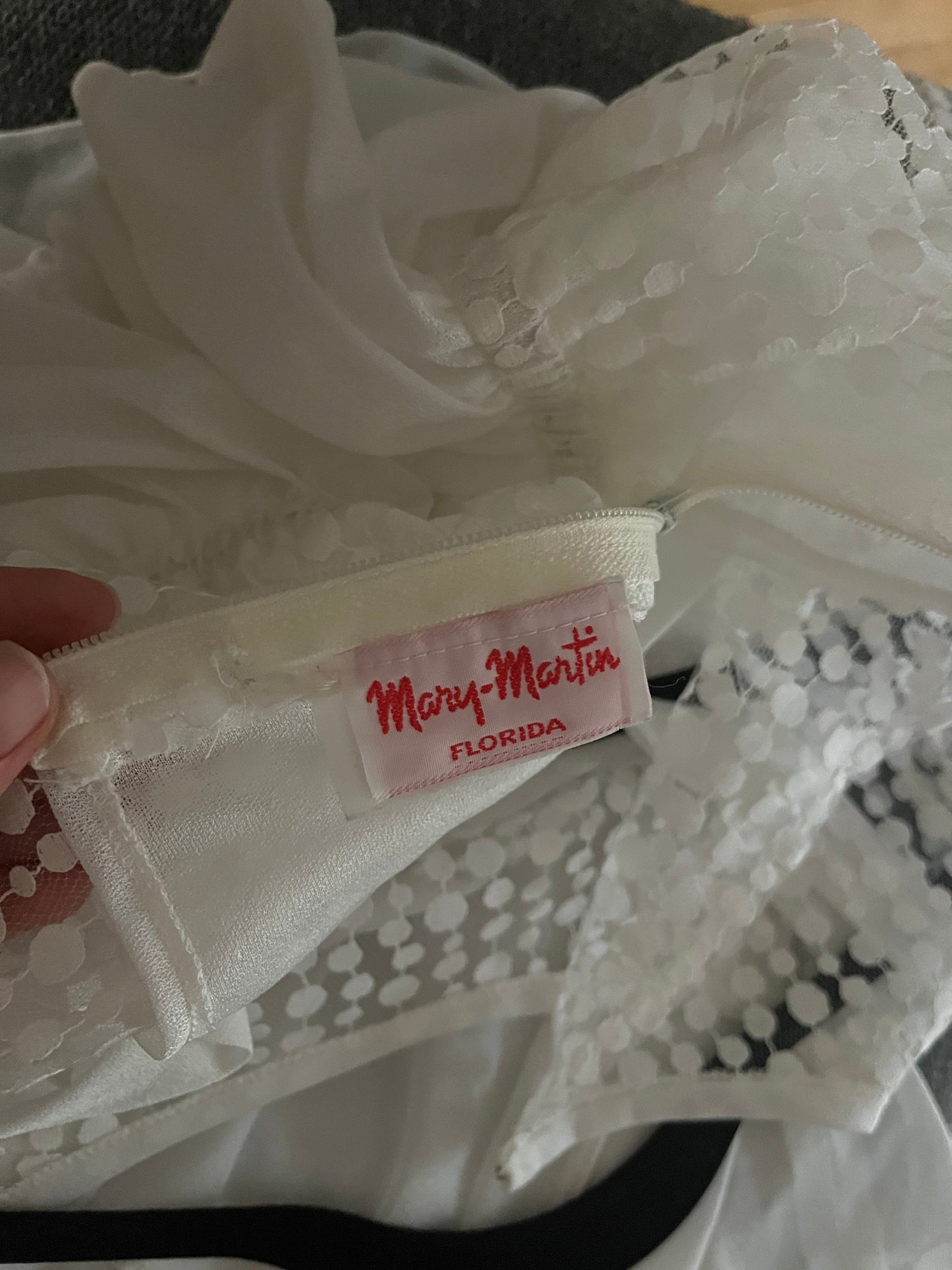 60s 'Mary Martin’ White Ruffle Dress / Small