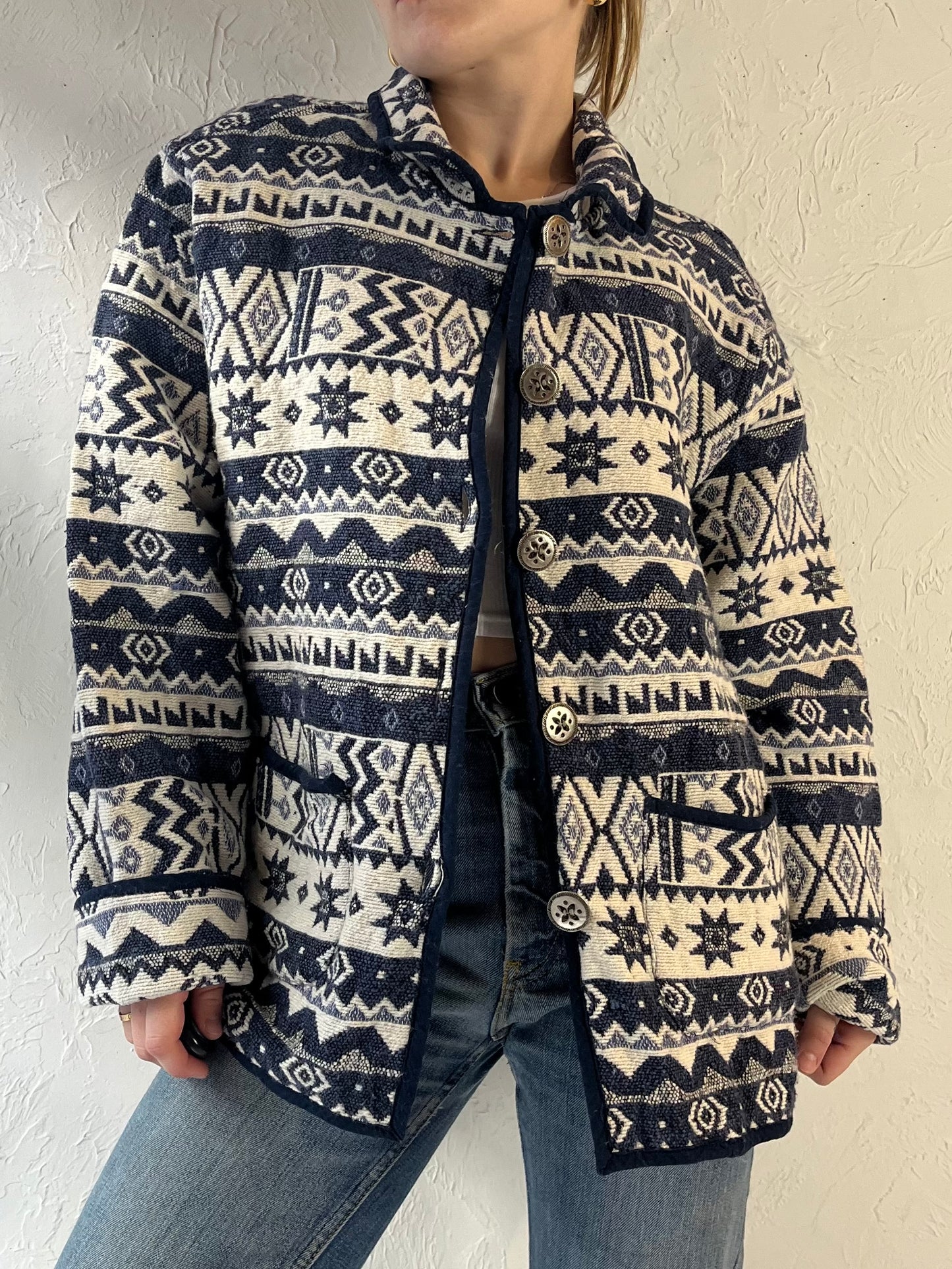 90s 'Jane Ashley' Cotton Tapestry Jacket / XL